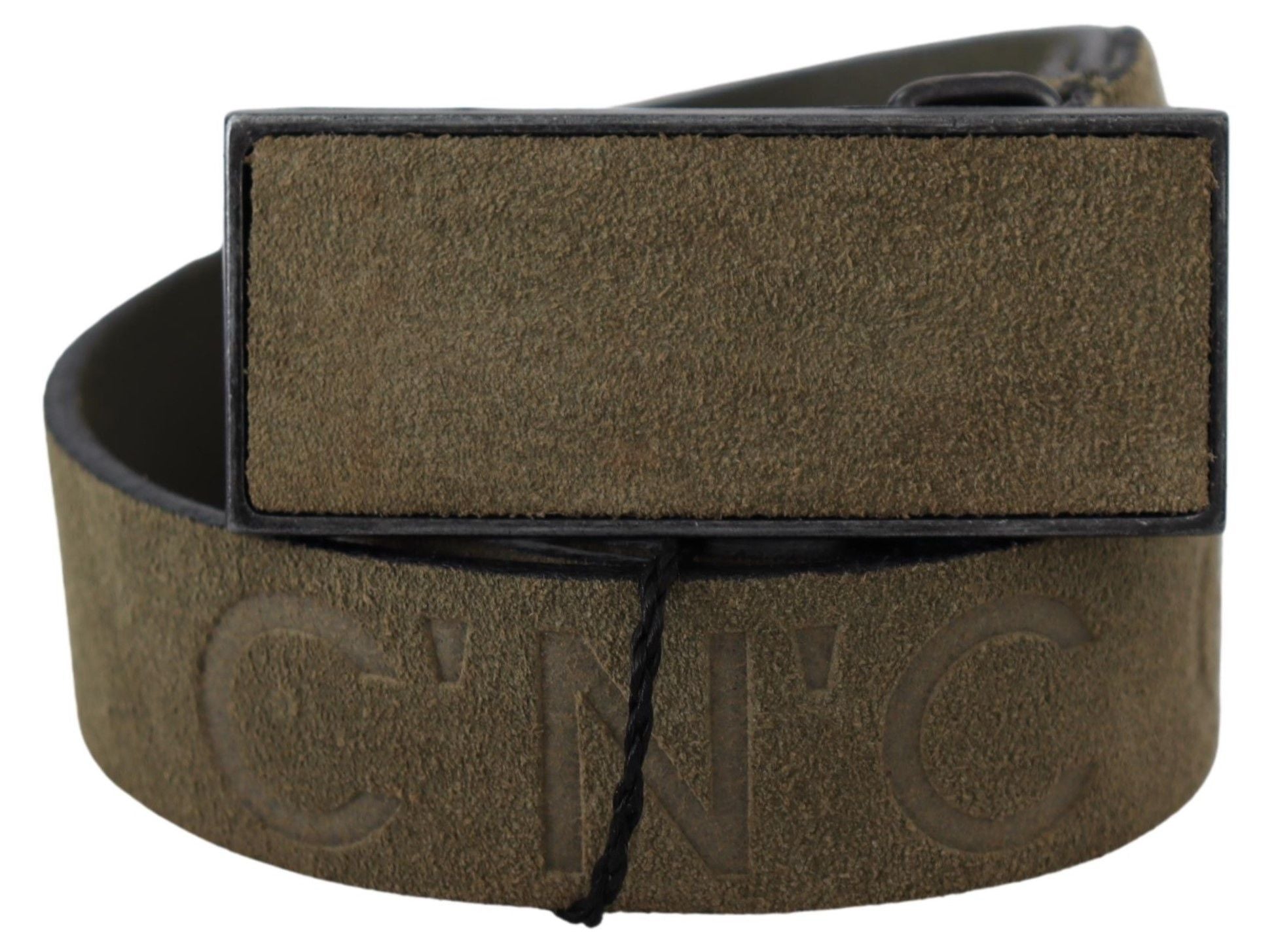 Costume National Chic Army Green Velvet Buckle Leather Belt - Luksusmuotia Costume National - Tutustu YVES JAVANNI® 