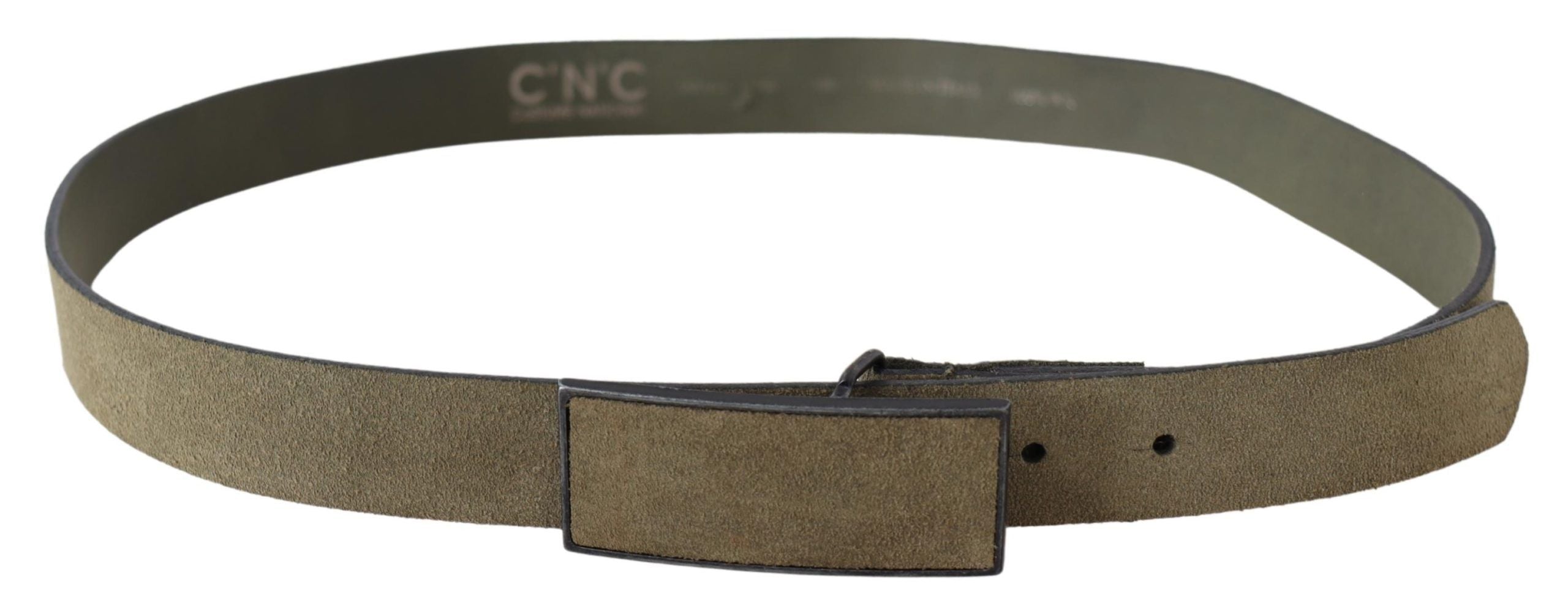 Costume National Chic Army Green Velvet Buckle Leather Belt - Luksusmuotia Costume National - Tutustu YVES JAVANNI® 