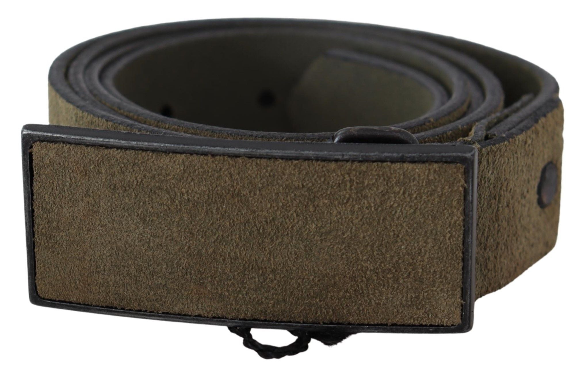 Costume National Chic Army Green Velvet Buckle Leather Belt - Luksusmuotia Costume National - Tutustu YVES JAVANNI® 