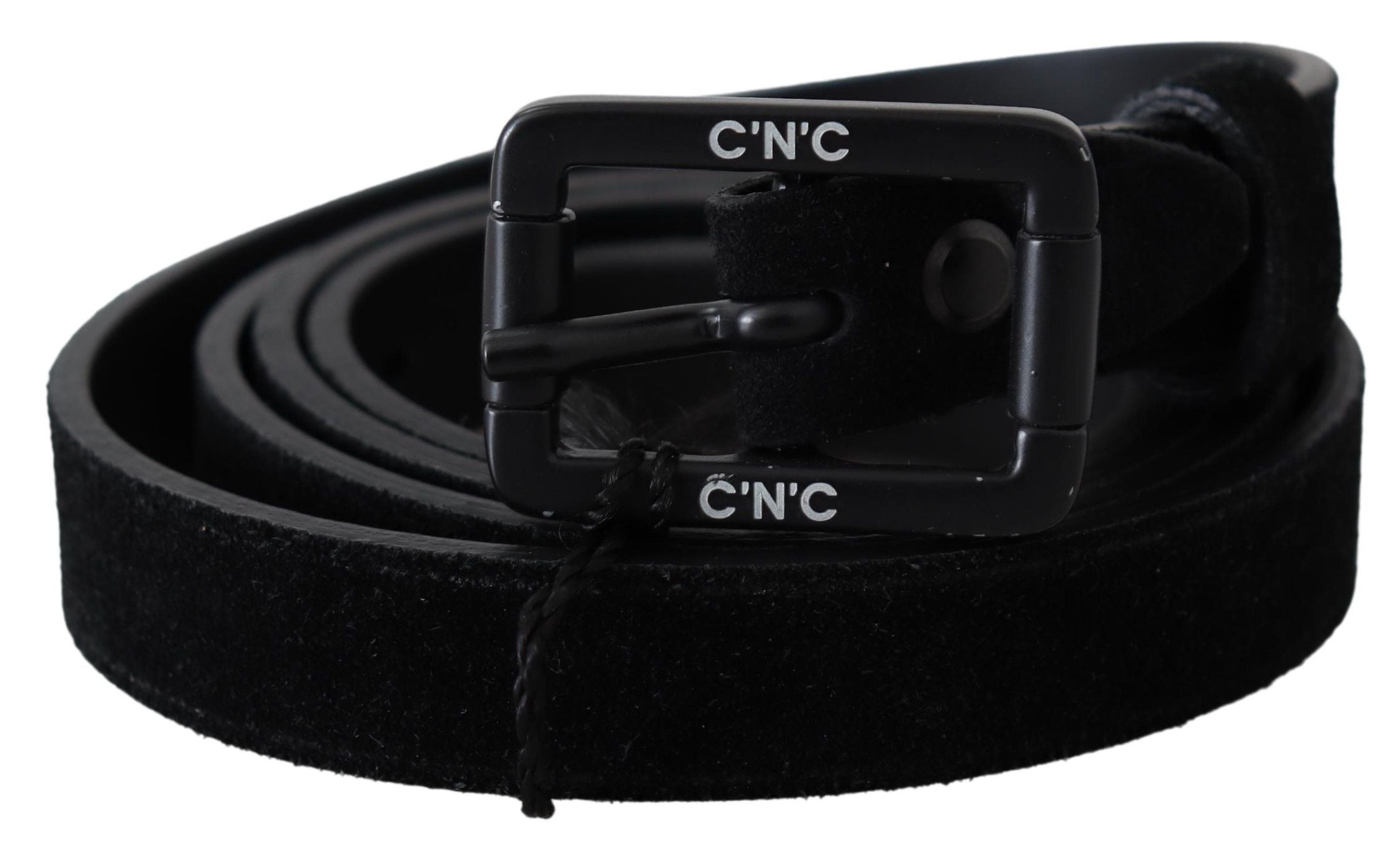 Costume National Elegant Black Velvet Buckle Leather Belt - Luksusmuotia Costume National - Tutustu YVES JAVANNI® 