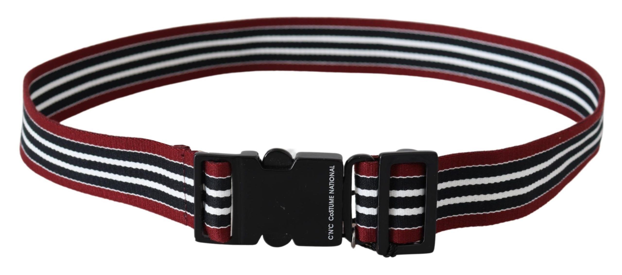 Costume National Striped Leather Fashion Belt in Black & Red - Luksusmuotia Costume National - Tutustu YVES JAVANNI® 