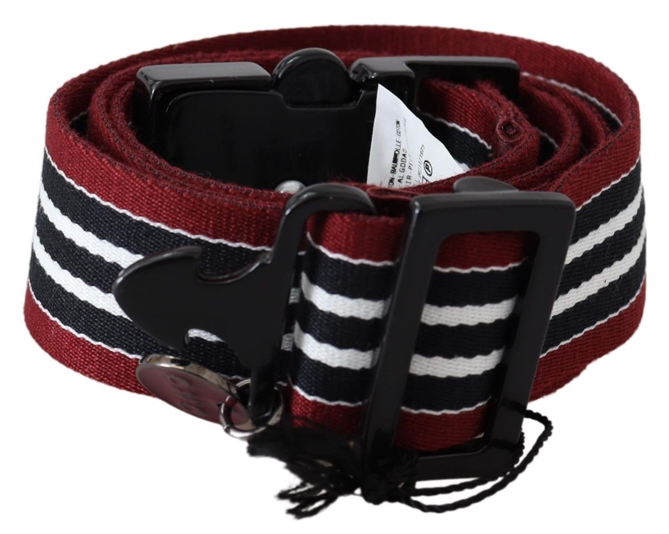 Costume National Striped Leather Fashion Belt in Black & Red - Luksusmuotia Costume National - Tutustu YVES JAVANNI® 