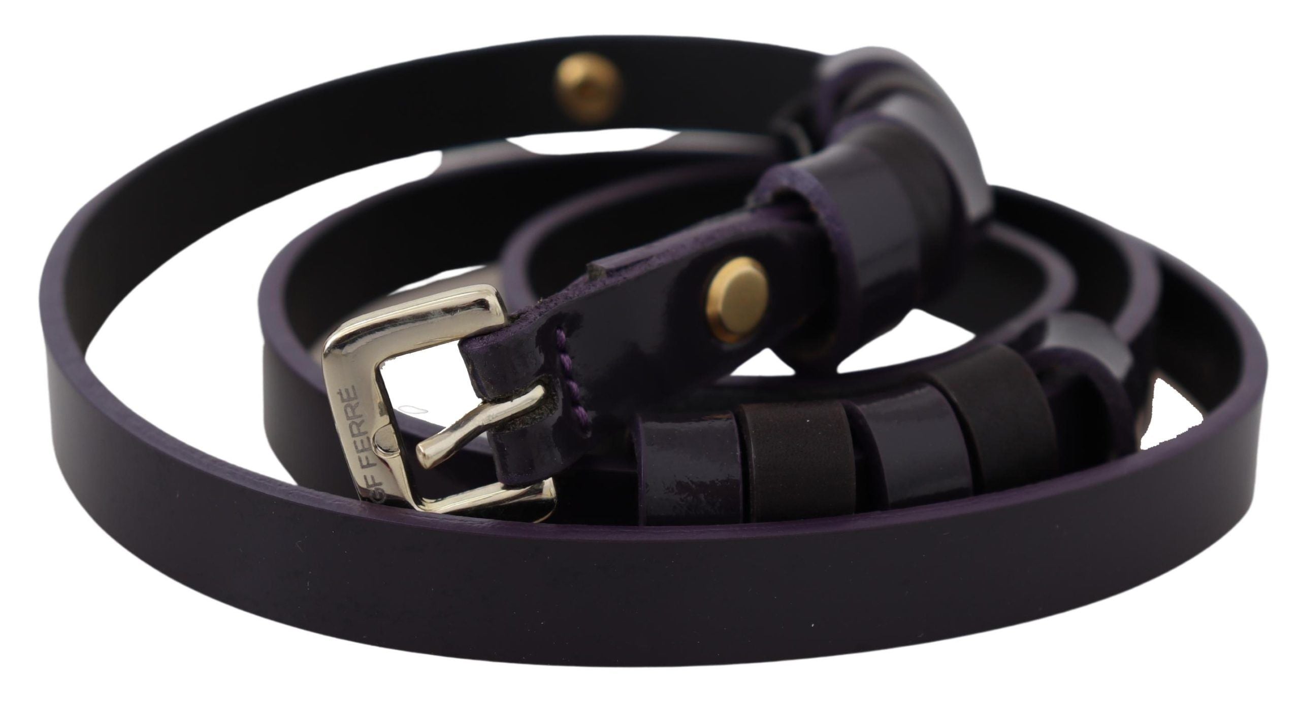 GF Ferre Chic Black Leather Belt with Chrome Silver Tone Buckle - Luksuslaukut ja asusteet GF Ferre - Tutustu YVES JAVANNI® 