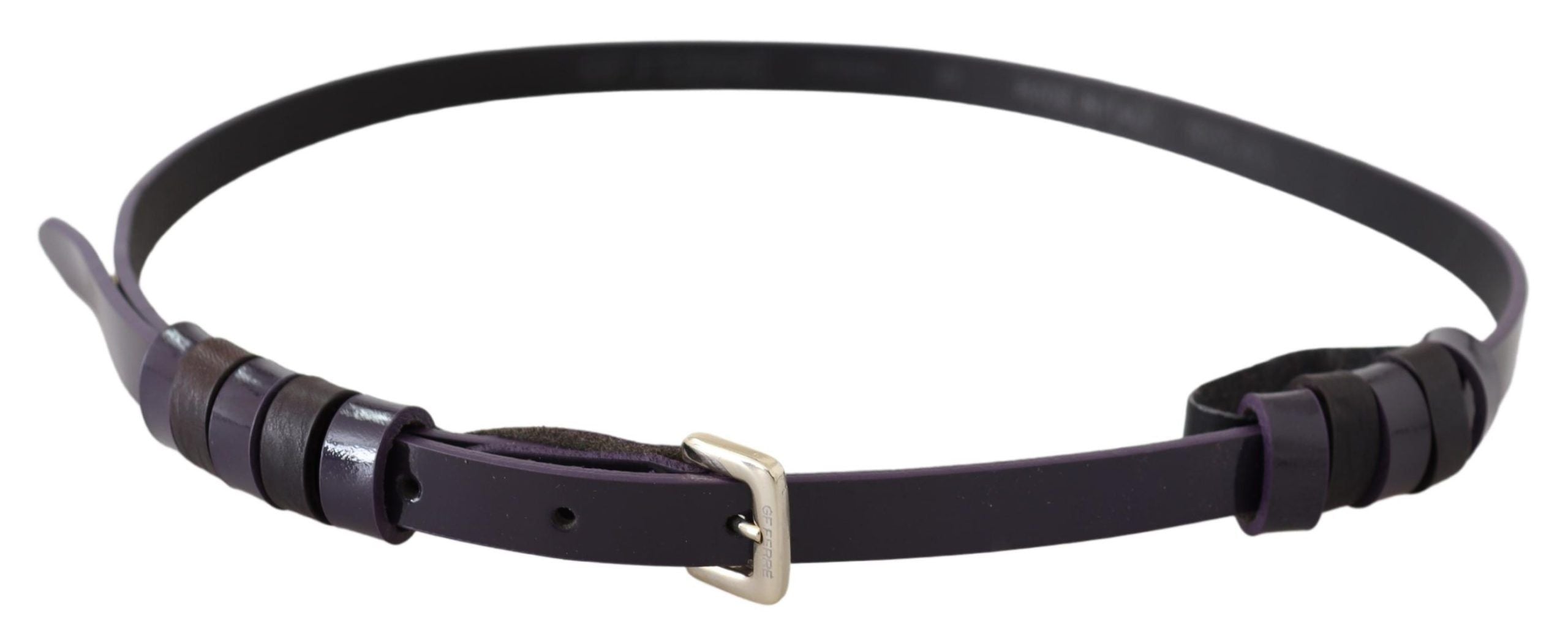 GF Ferre Chic Black Leather Belt with Chrome Silver Tone Buckle - Luksusmuotia GF Ferre - Tutustu YVES JAVANNI® 