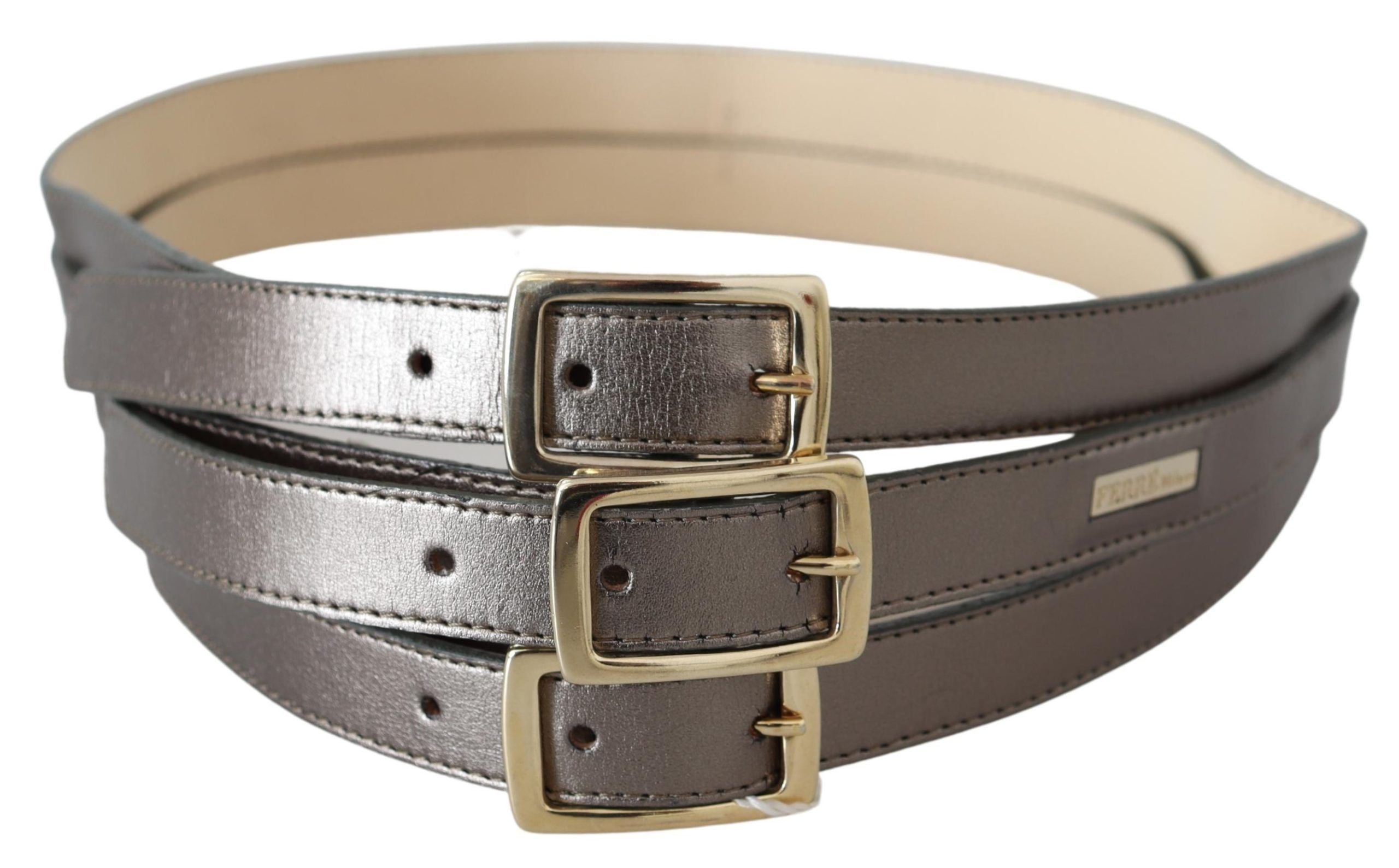 GF Ferre Metallic Bronze Leather Fashion Belt - Luksusmuotia GF Ferre - Tutustu YVES JAVANNI® 