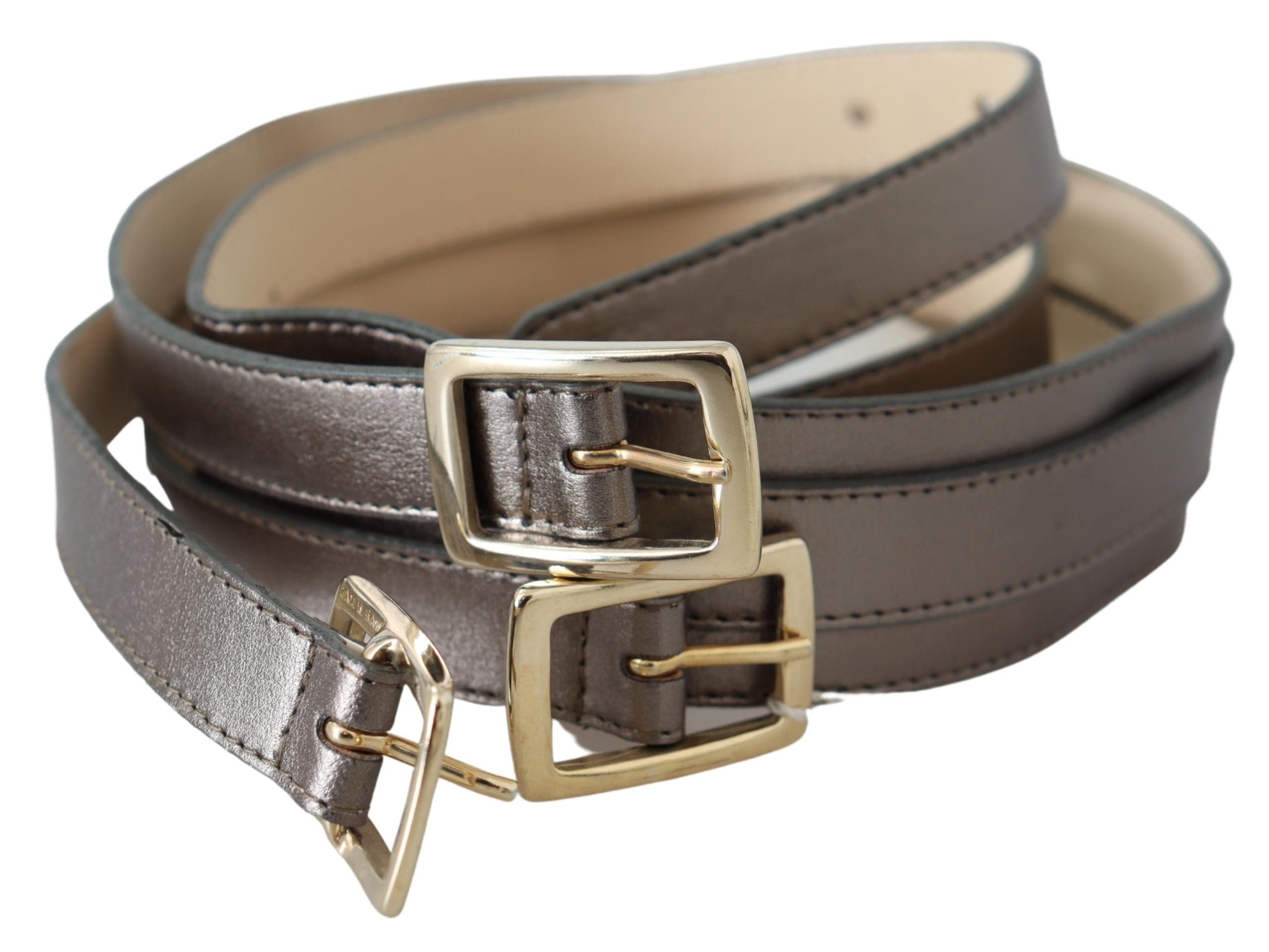 GF Ferre Metallic Bronze Leather Fashion Belt - Luksusmuotia GF Ferre - Tutustu YVES JAVANNI® 