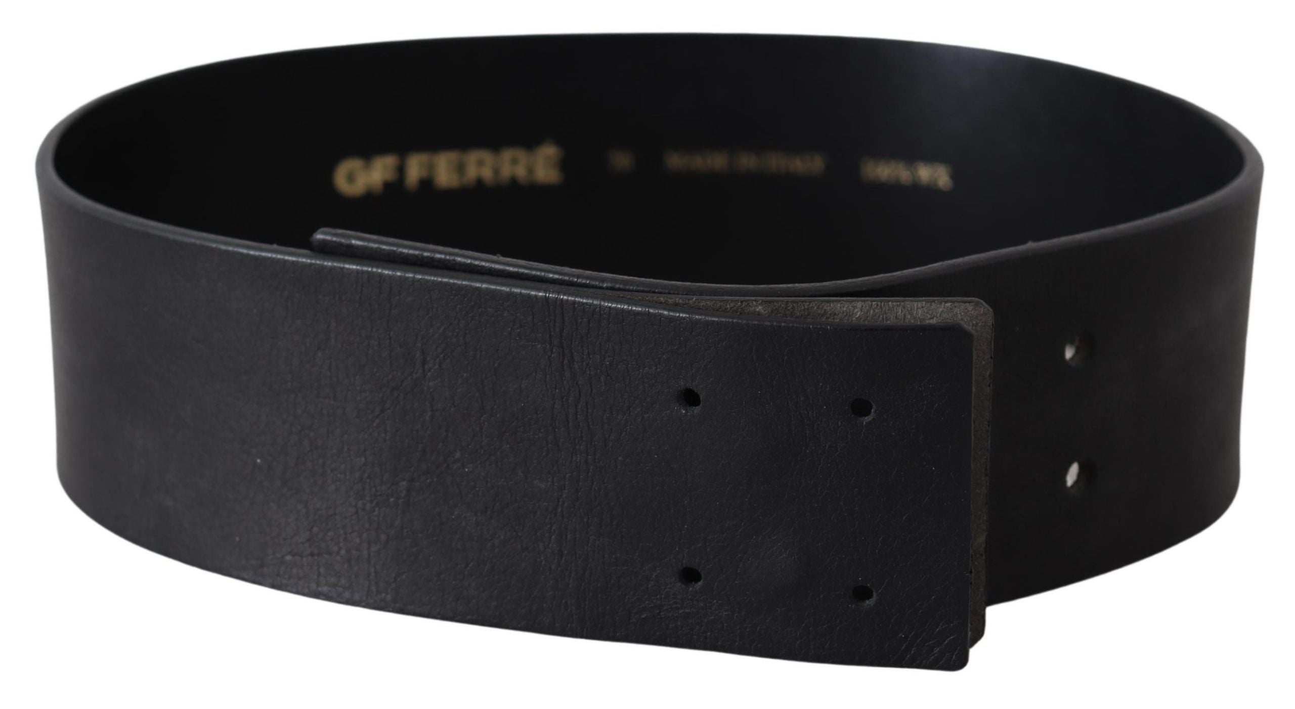 GF Ferre Elegant Solid Black Leather Belt - Luksusmuotia GF Ferre - Tutustu YVES JAVANNI® 