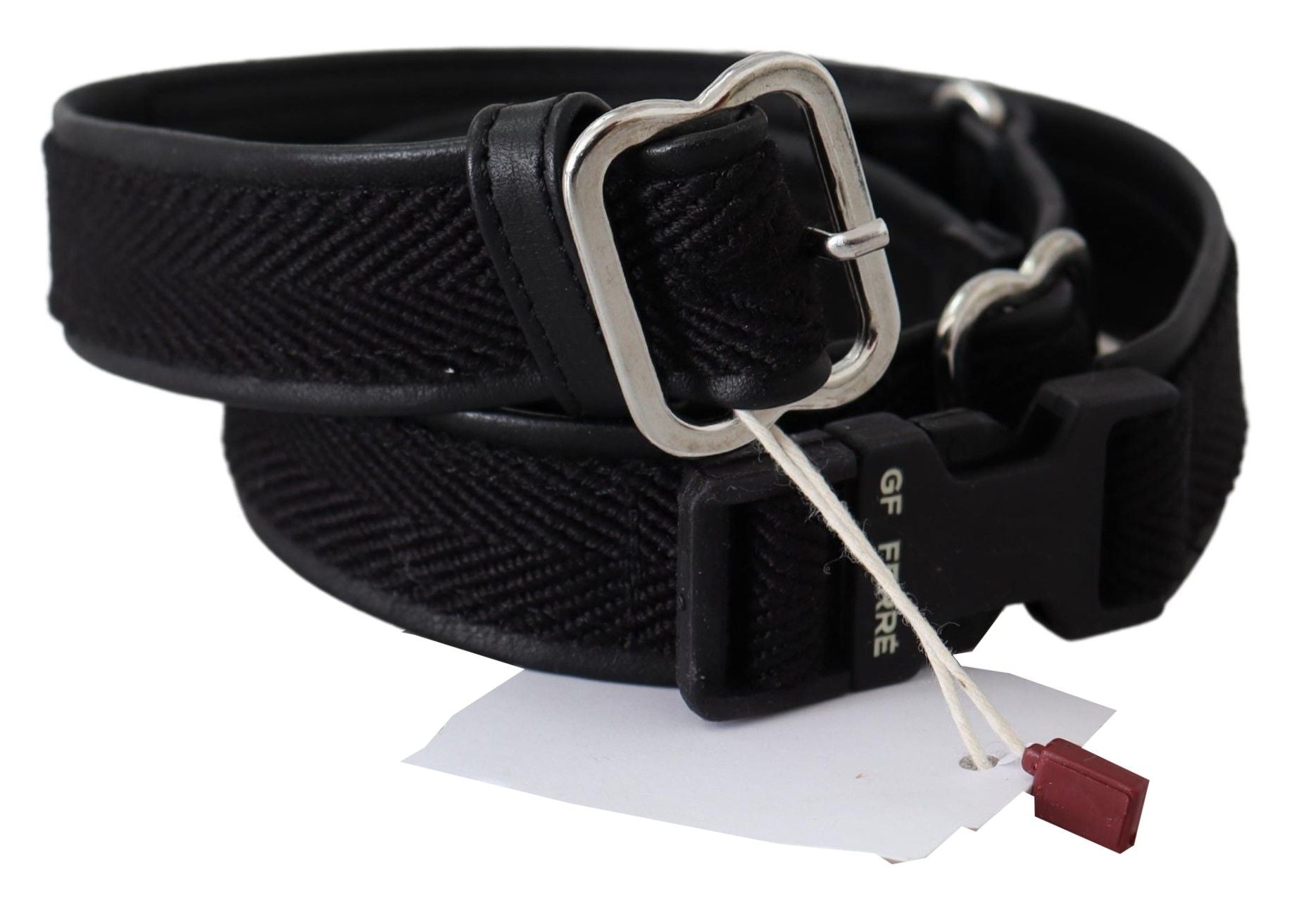 GF Ferre Chic Black Leather Waist Belt with Chrome Buckle - Luksusmuotia GF Ferre - Tutustu YVES JAVANNI® 