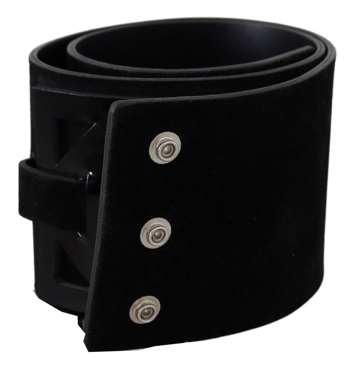 GF Ferre Elegant Black Leather Wide Belt with Silver Tone Buckle - Luksusmuotia GF Ferre - Tutustu YVES JAVANNI® 