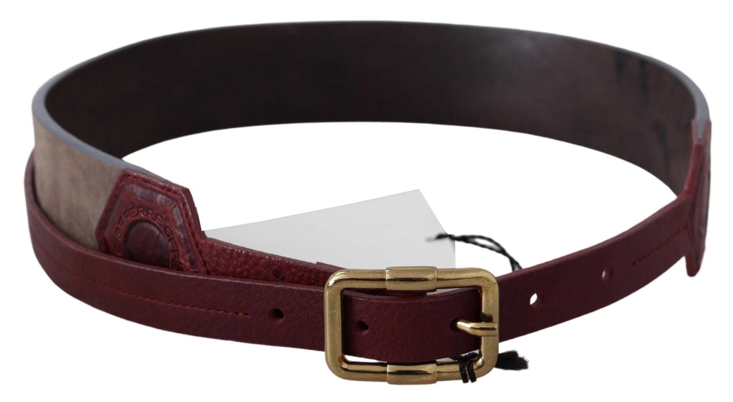 GF Ferre Elegant Brown Leather Belt with Gold Buckle - Luksusmuotia GF Ferre - Tutustu YVES JAVANNI® 