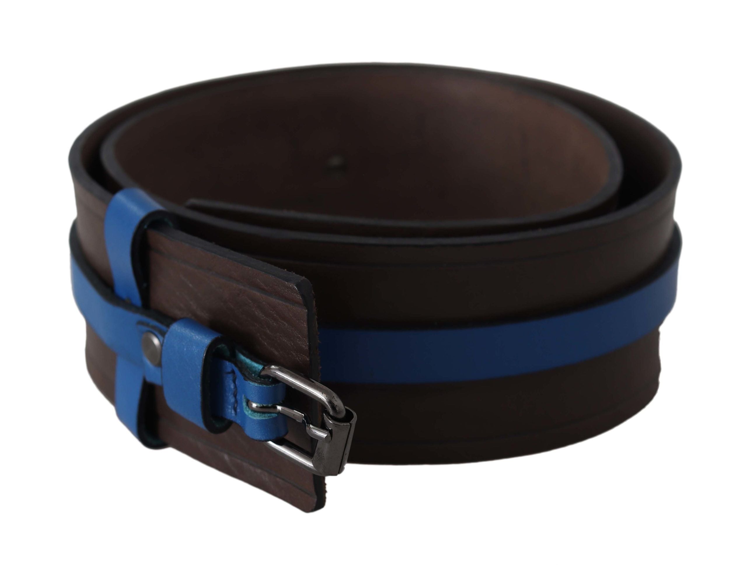 Costume National Elegant Brown Leather Belt with Blue Lining - Luksuslaukut ja asusteet Costume National - Tutustu YVES JAVANNI® 