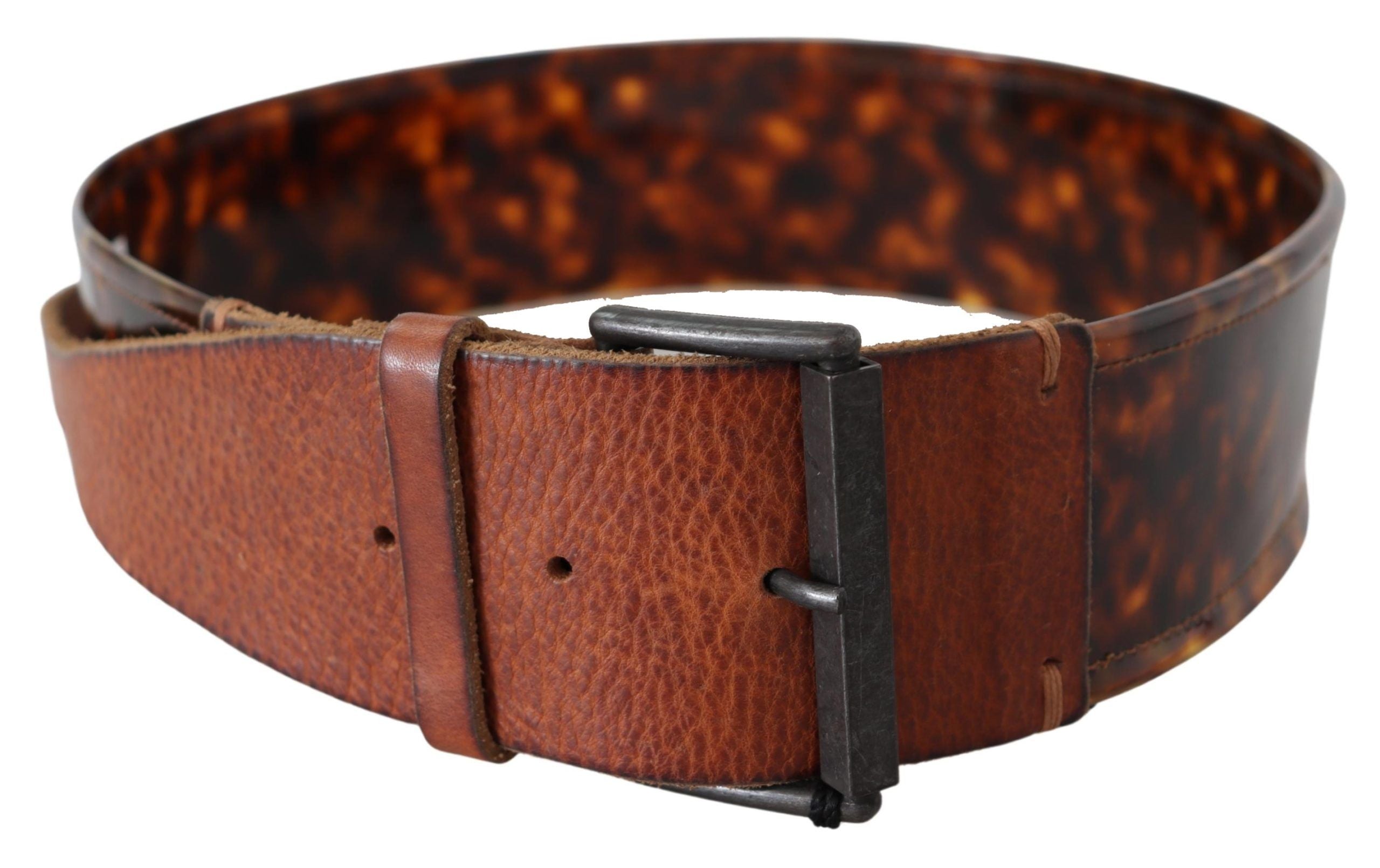 Ermanno Scervino Elegant Dark Brown Leather Belt with Vintage Buckle - Luksusmuotia Ermanno Scervino - Tutustu YVES JAVANNI® 