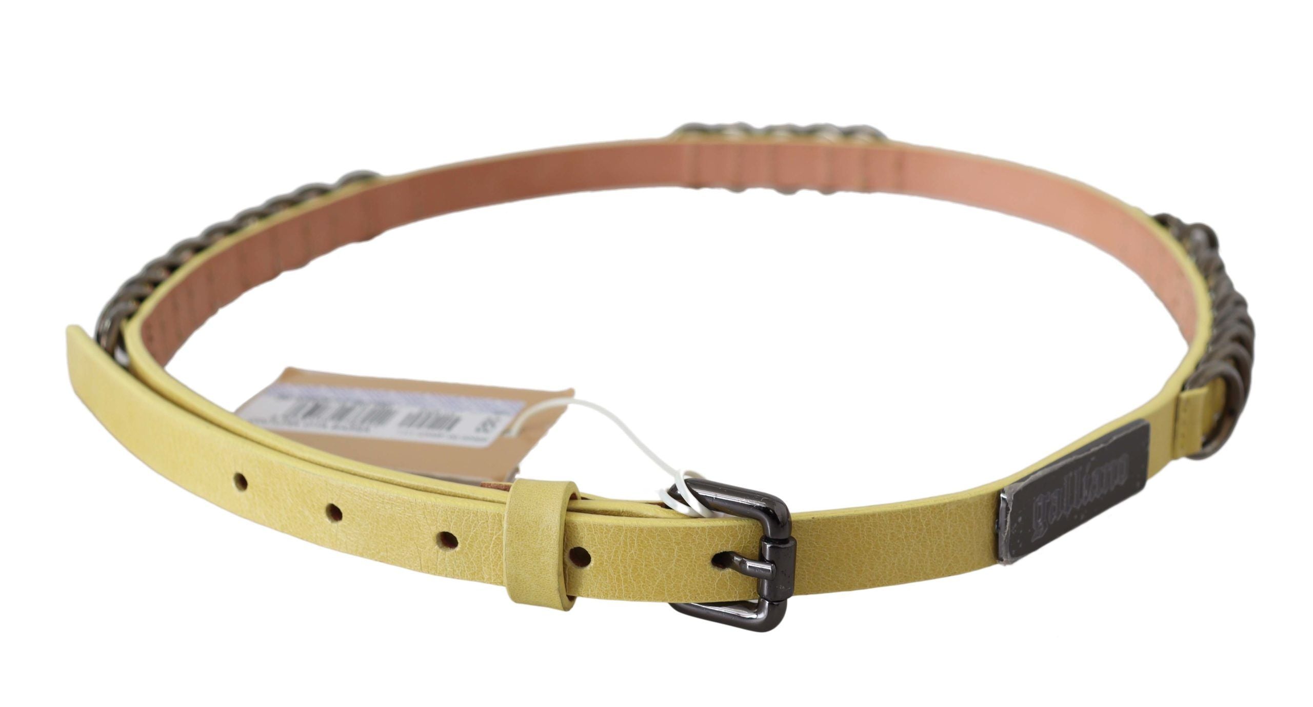 John Galliano Chic Yellow Leather Skinny Belt - Luksusmuotia John Galliano - Tutustu YVES JAVANNI® 