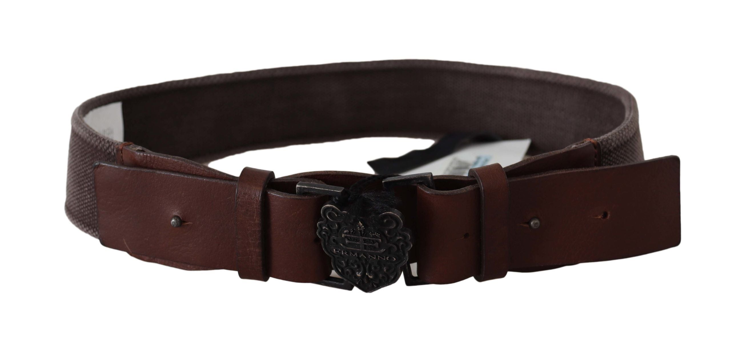 Ermanno Scervino Classic Dark Brown Leather Belt with Logo Buckle - Luksusmuotia Ermanno Scervino - Tutustu YVES JAVANNI® 