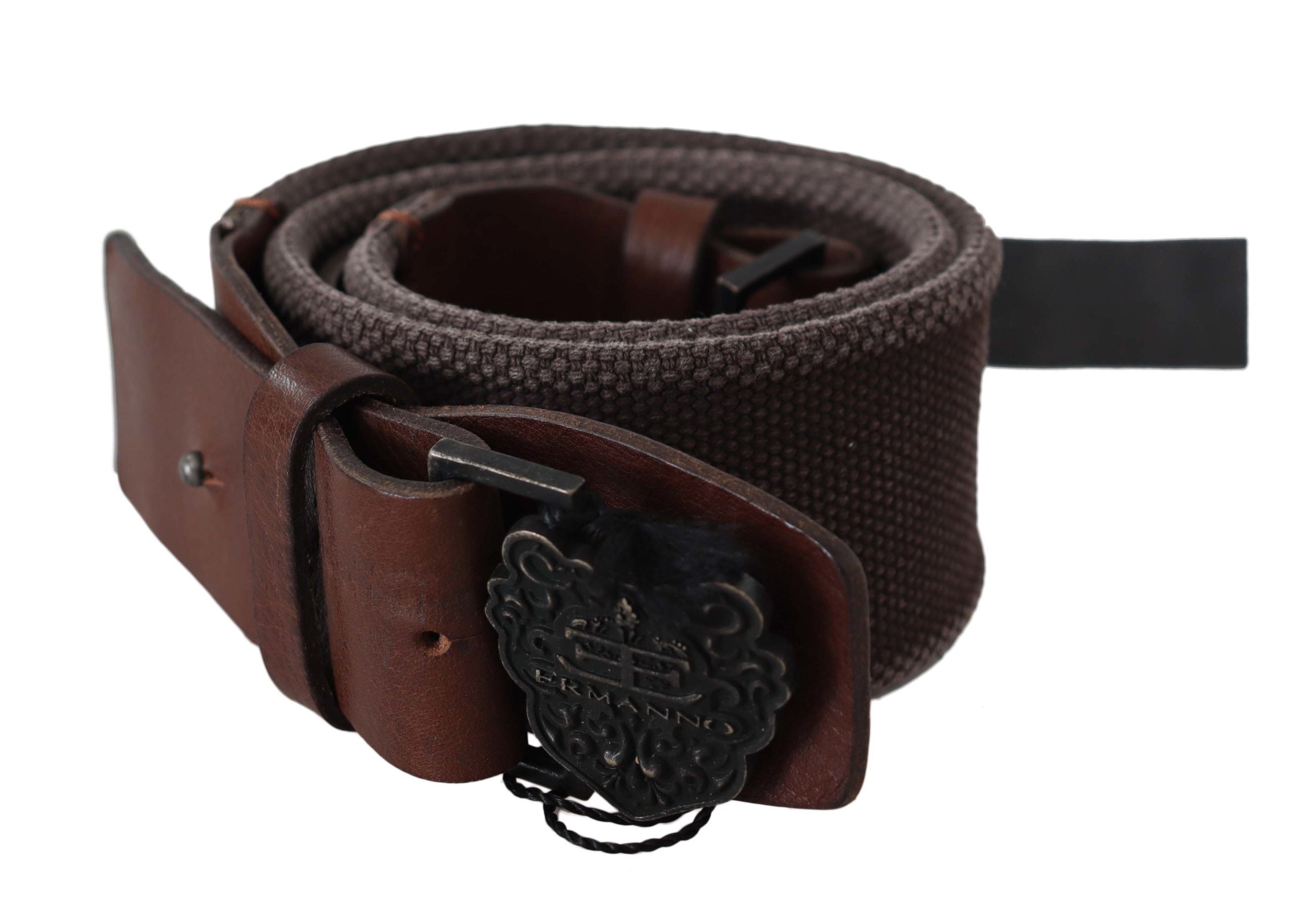 Ermanno Scervino Classic Dark Brown Leather Belt with Logo Buckle - Luksusmuotia Ermanno Scervino - Tutustu YVES JAVANNI® 