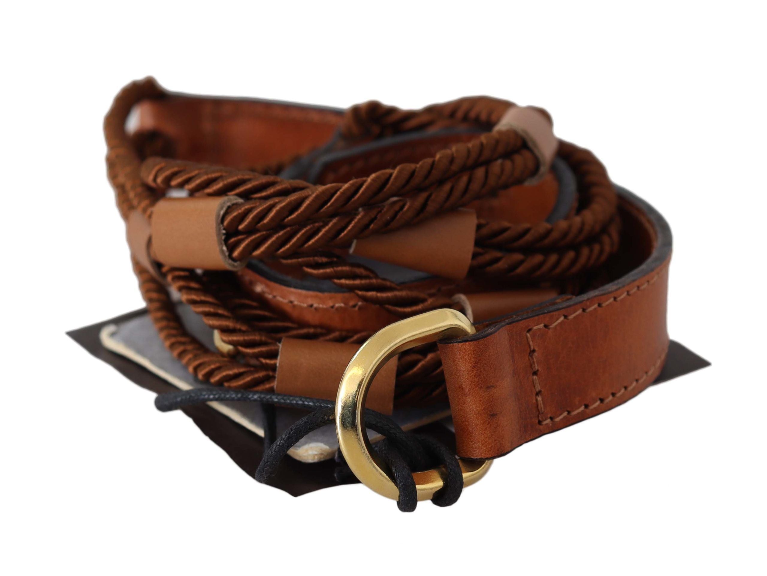 Scervino Street Elegant Braided Leather Belt in Dark Brown - Luksusmuotia Scervino Street - Tutustu YVES JAVANNI® 