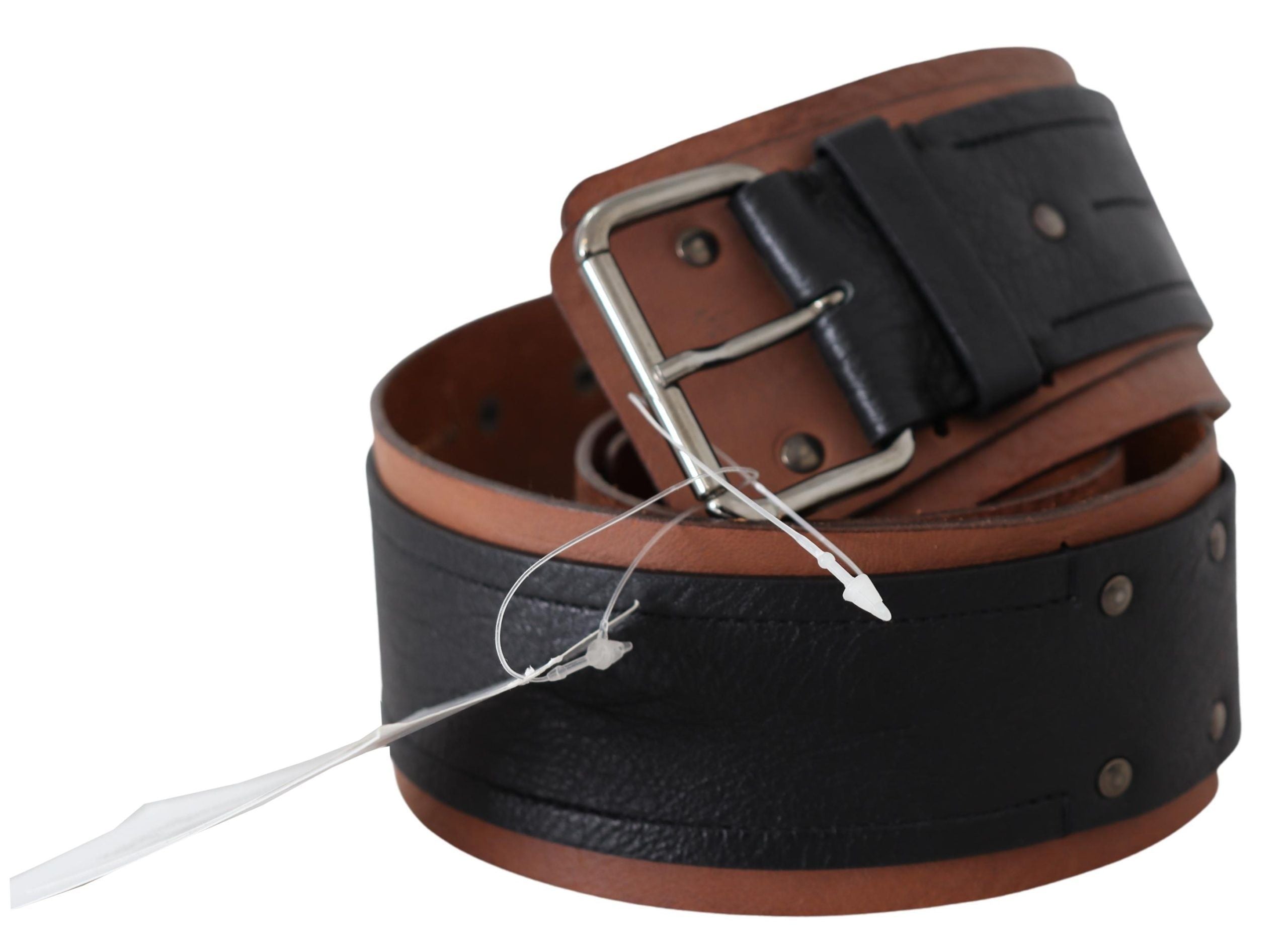 Costume National Elegant Leather Fashion Belt in Brown Black - Luksusmuotia Costume National - Tutustu YVES JAVANNI® 