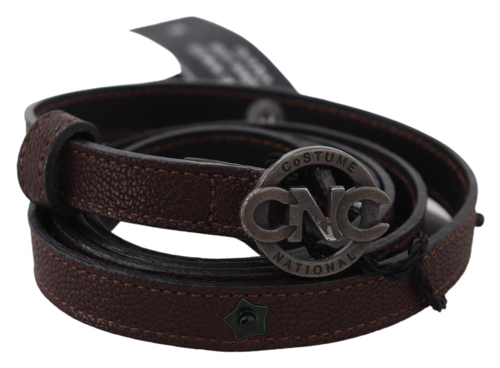 Costume National Elegant Brown Leather Belt with Rustic Hardware - Luksusmuotia Costume National - Tutustu YVES JAVANNI® 