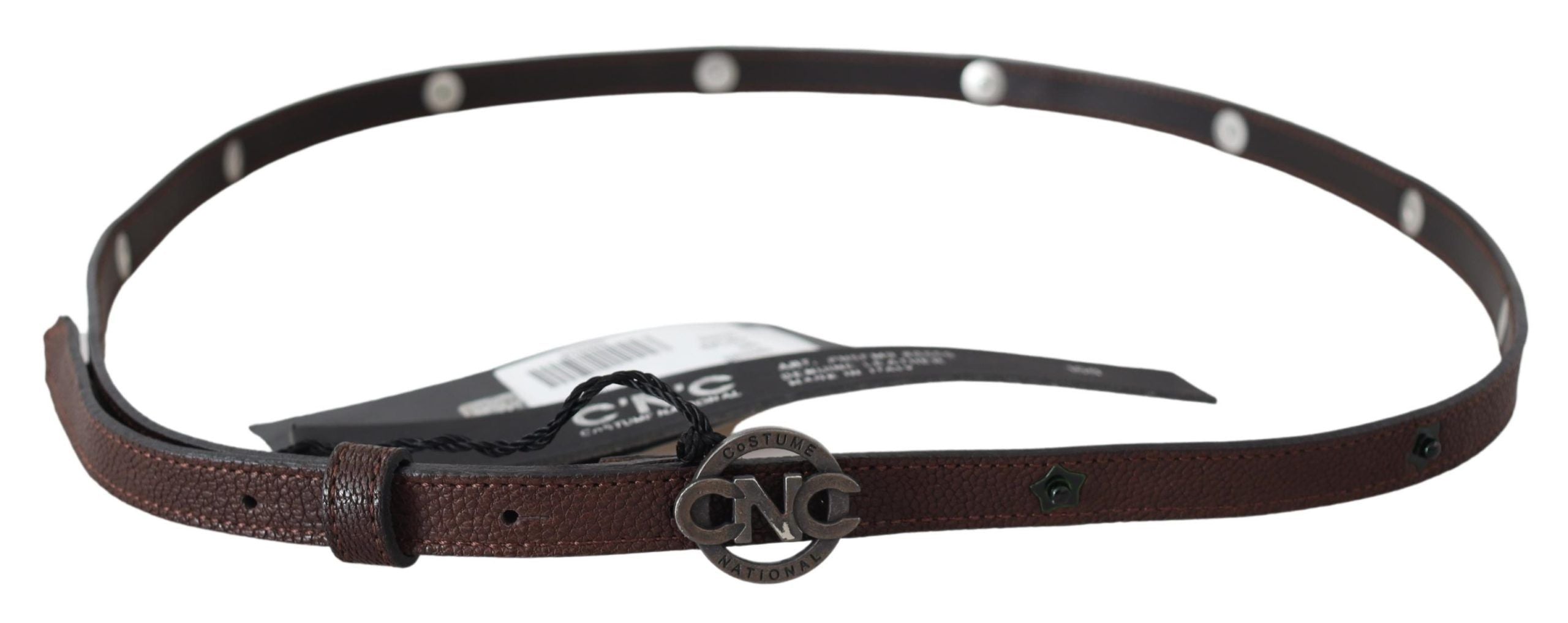 Costume National Elegant Brown Leather Belt with Rustic Hardware - Luksusmuotia Costume National - Tutustu YVES JAVANNI® 