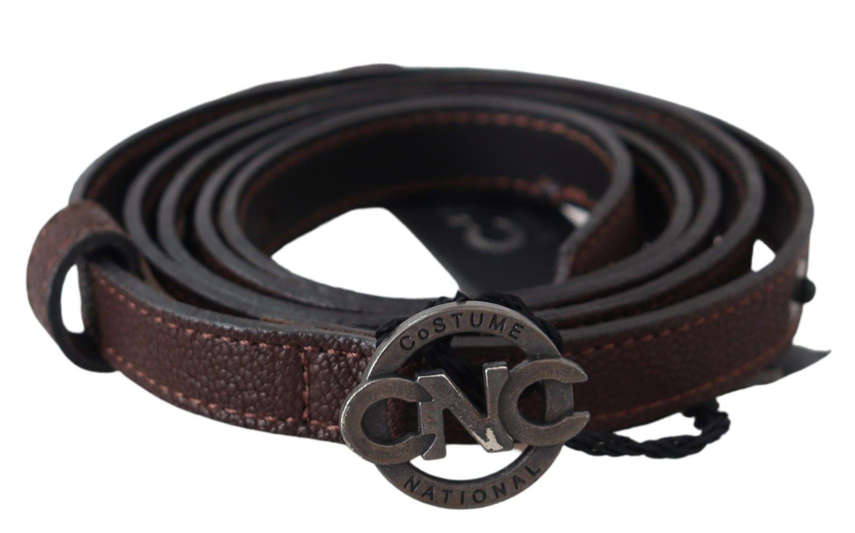 Costume National Elegant Brown Leather Belt with Rustic Hardware - Luksusmuotia Costume National - Tutustu YVES JAVANNI® 