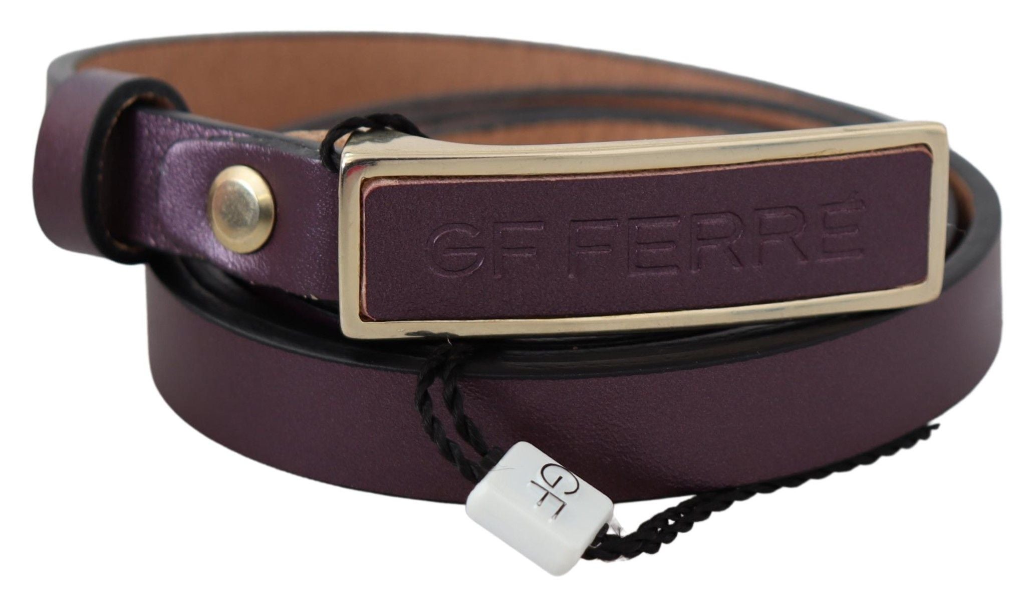 GF Ferre Elegant Maroon Leather Belt with Gold-Tone Buckle - Luksusmuotia GF Ferre - Tutustu YVES JAVANNI® 