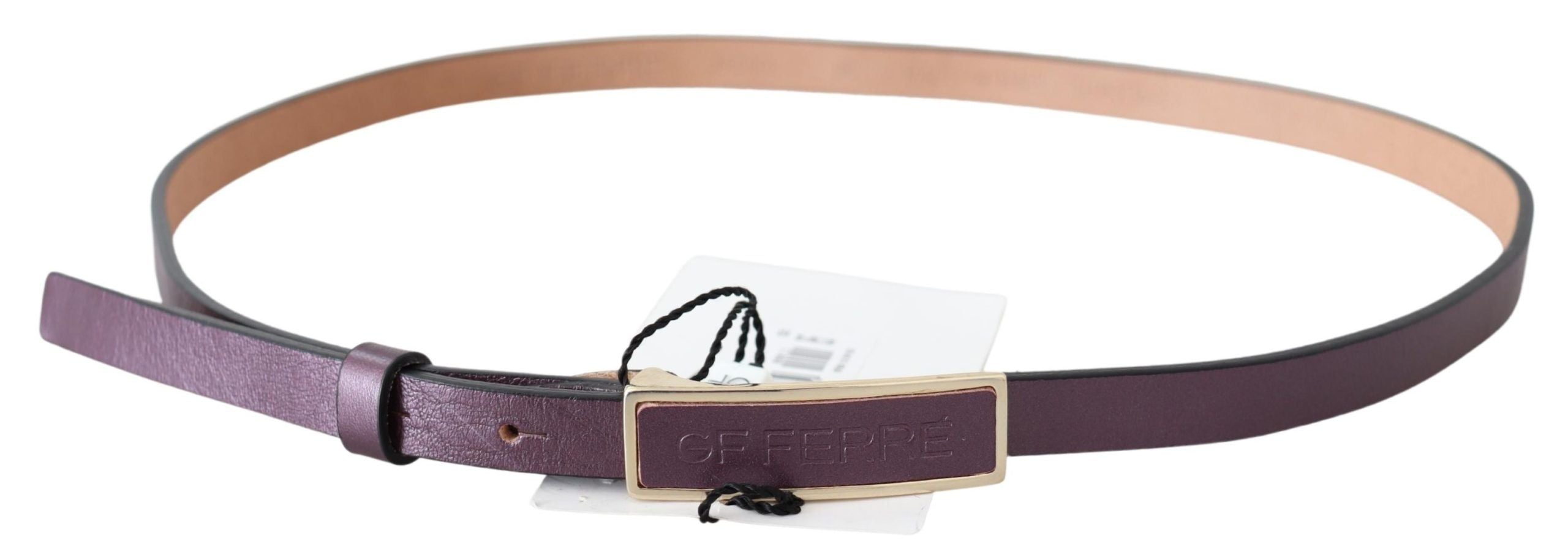 GF Ferre Elegant Maroon Leather Belt with Gold-Tone Buckle - Luksusmuotia GF Ferre - Tutustu YVES JAVANNI® 