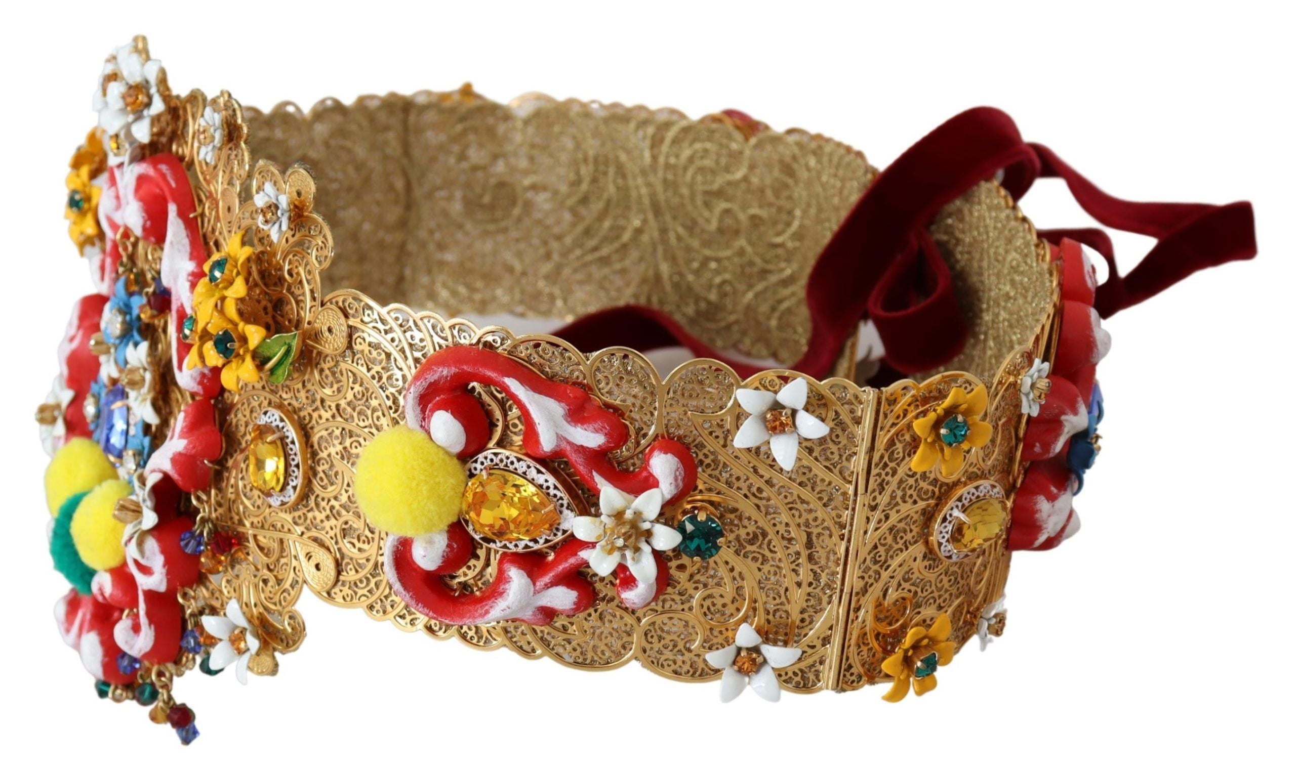 Dolce & Gabbana Gold-Tone Floral Crystal Waist Belt - Luksuslaukut ja asusteet Dolce & Gabbana - Tutustu YVES JAVANNI® 