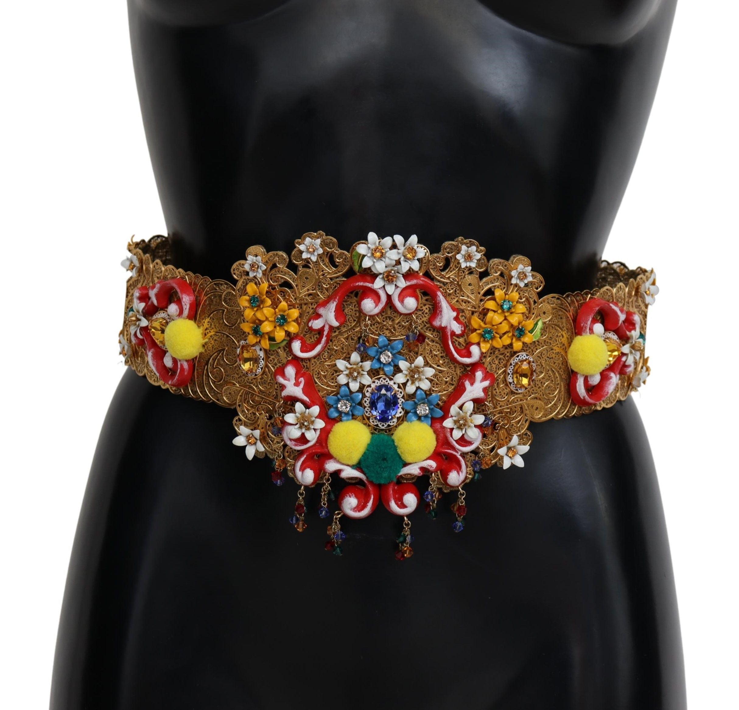 Dolce & Gabbana Gold-Tone Floral Crystal Waist Belt - Luksusmuotia Dolce & Gabbana - Tutustu YVES JAVANNI® 