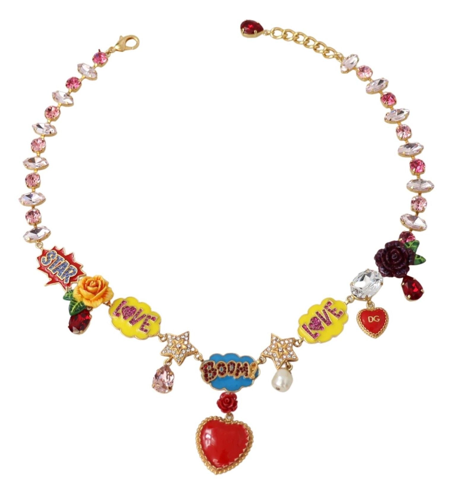 Dolce & Gabbana Chic Gold Tone Crystal Charm Necklace - Luksusmuotia Dolce & Gabbana - Tutustu YVES JAVANNI® 