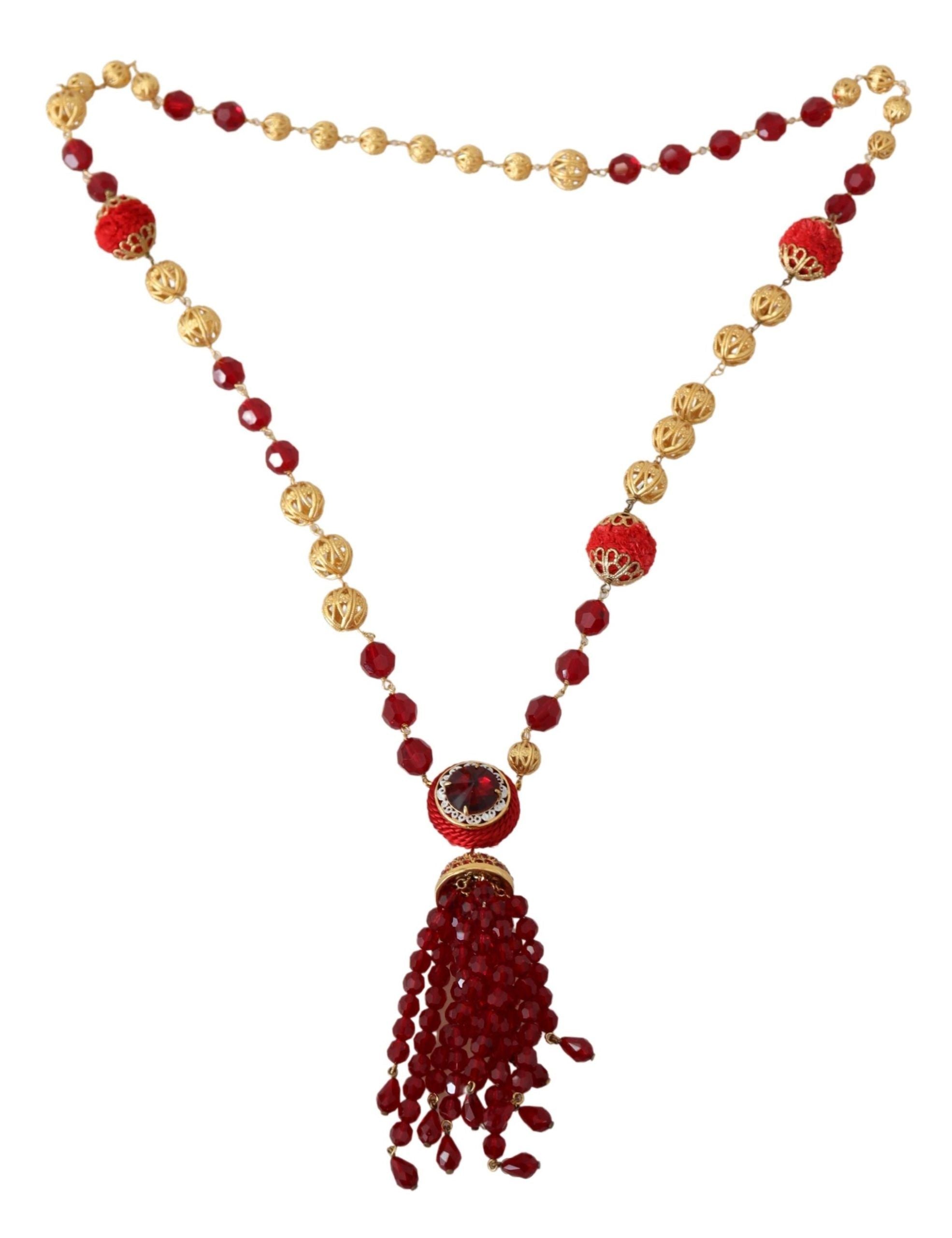 Dolce & Gabbana Elegant Red Crystal Gold-Plated Necklace - Luksuslaukut ja asusteet Dolce & Gabbana - Tutustu YVES JAVANNI® 