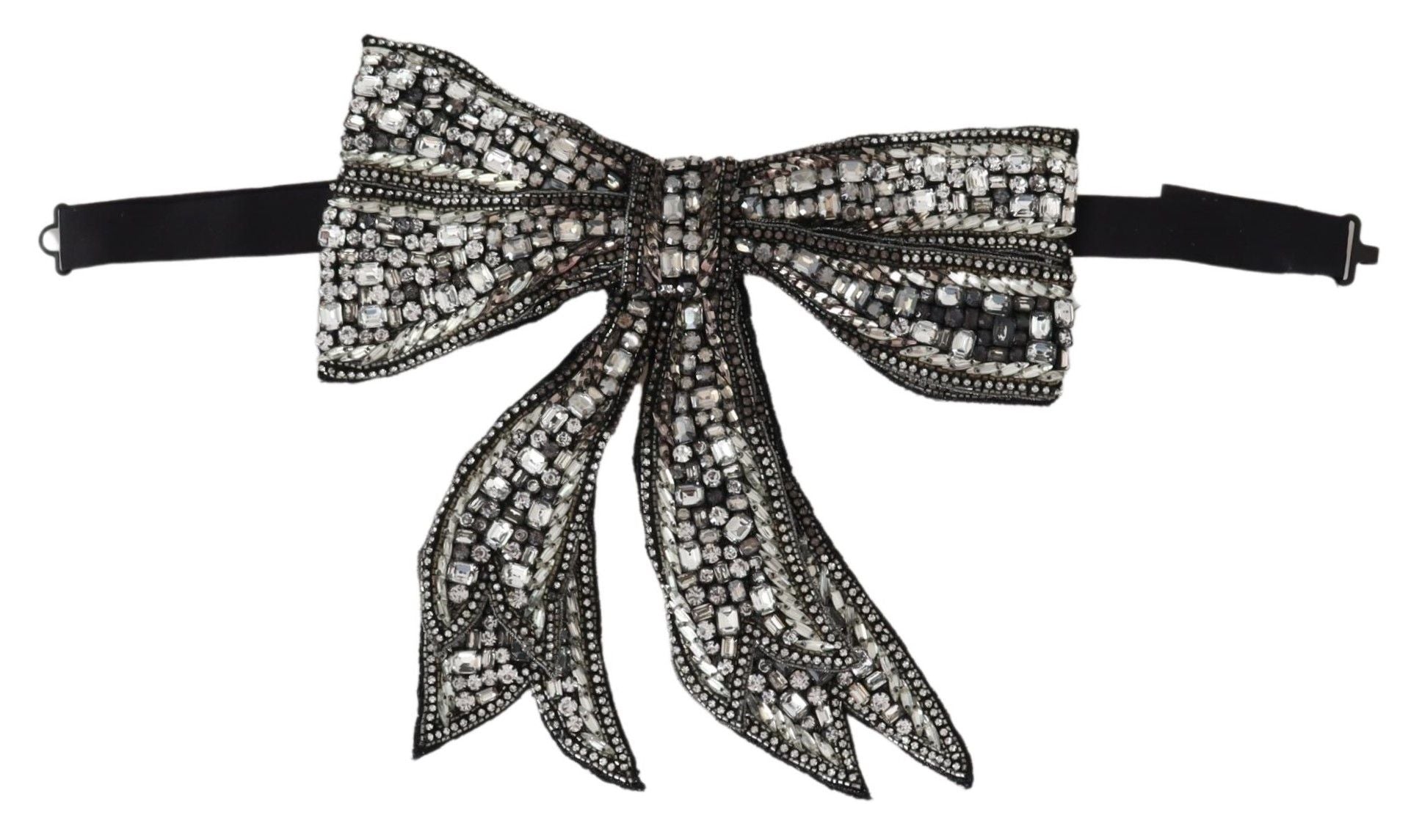 Dolce & Gabbana Crystal-Embellished Silk Bowtie - Silver Elegance - Luksusmuotia Dolce & Gabbana - Tutustu YVES JAVANNI® 