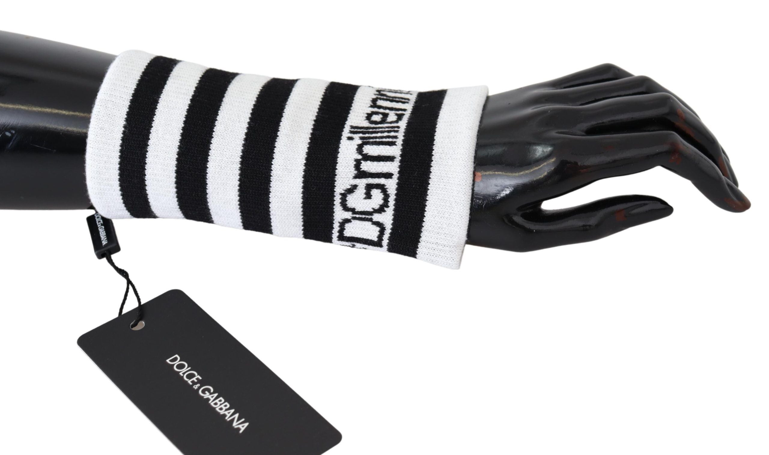 Dolce & Gabbana Elegant Black & White Wool Blend Wrist Wrap - Luksusmuotia Dolce & Gabbana - Tutustu YVES JAVANNI® 