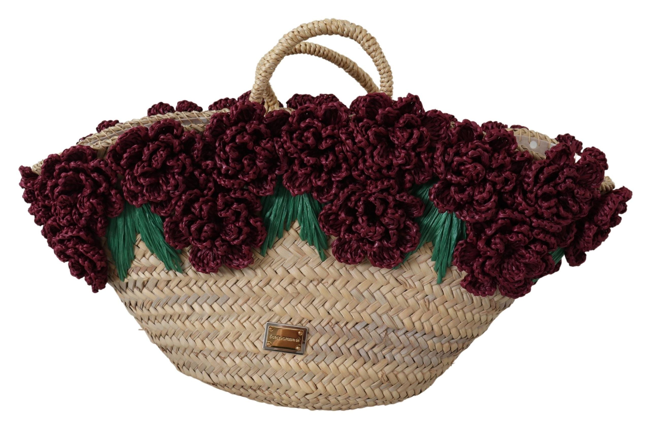 Dolce & Gabbana Chic Floral Straw Tote Elegance - Luksuslaukut ja asusteet Dolce & Gabbana - Tutustu YVES JAVANNI® 