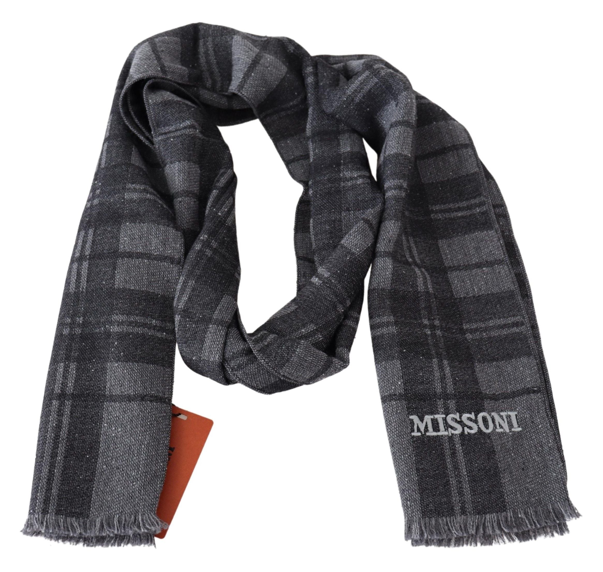 Missoni Elegant Unisex Plaid Wool Scarf with Logo Embroidery - Luksusmuotia Missoni - Tutustu YVES JAVANNI® 