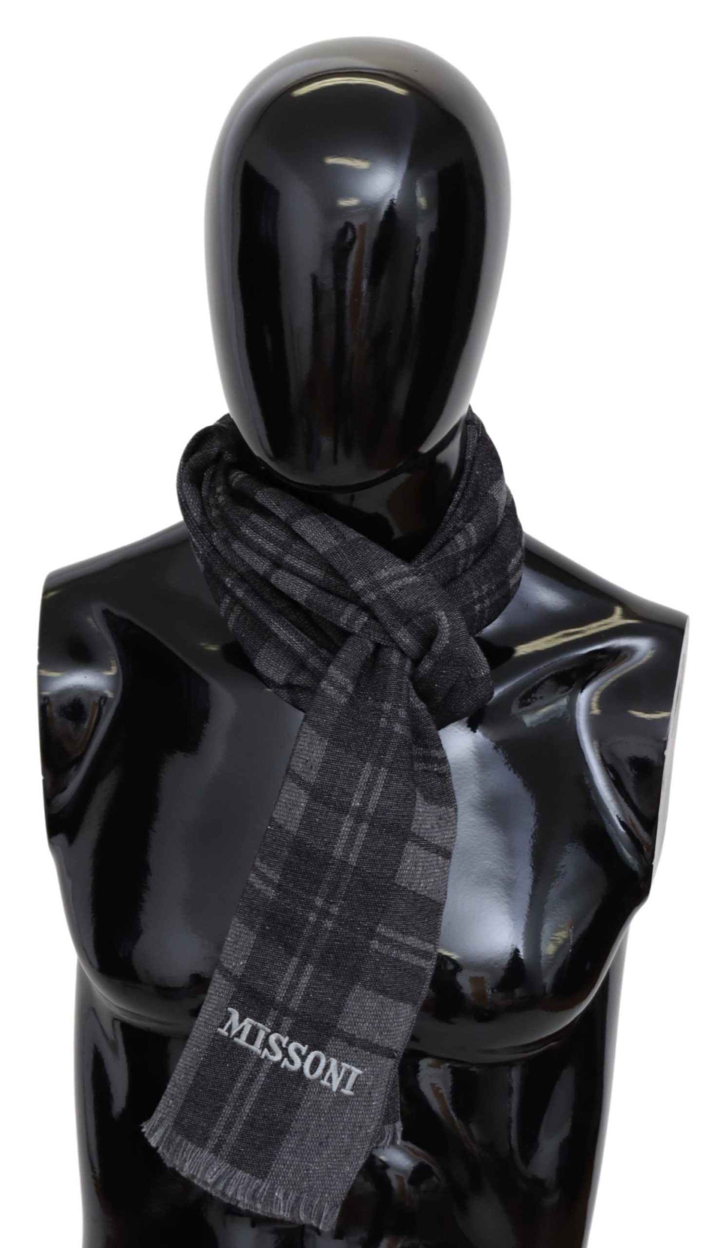 Missoni Elegant Unisex Plaid Wool Scarf with Logo Embroidery - Luksuslaukut ja asusteet Missoni - Tutustu YVES JAVANNI® 