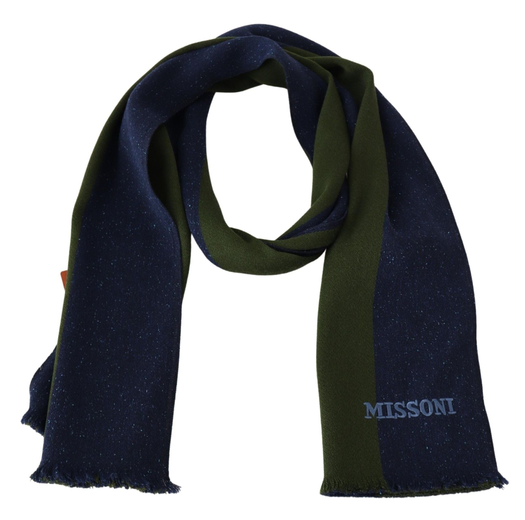 Missoni Authentic Wool Scarf with Stripes and Logo Embroidery - Luksusmuotia Missoni - Tutustu YVES JAVANNI® 