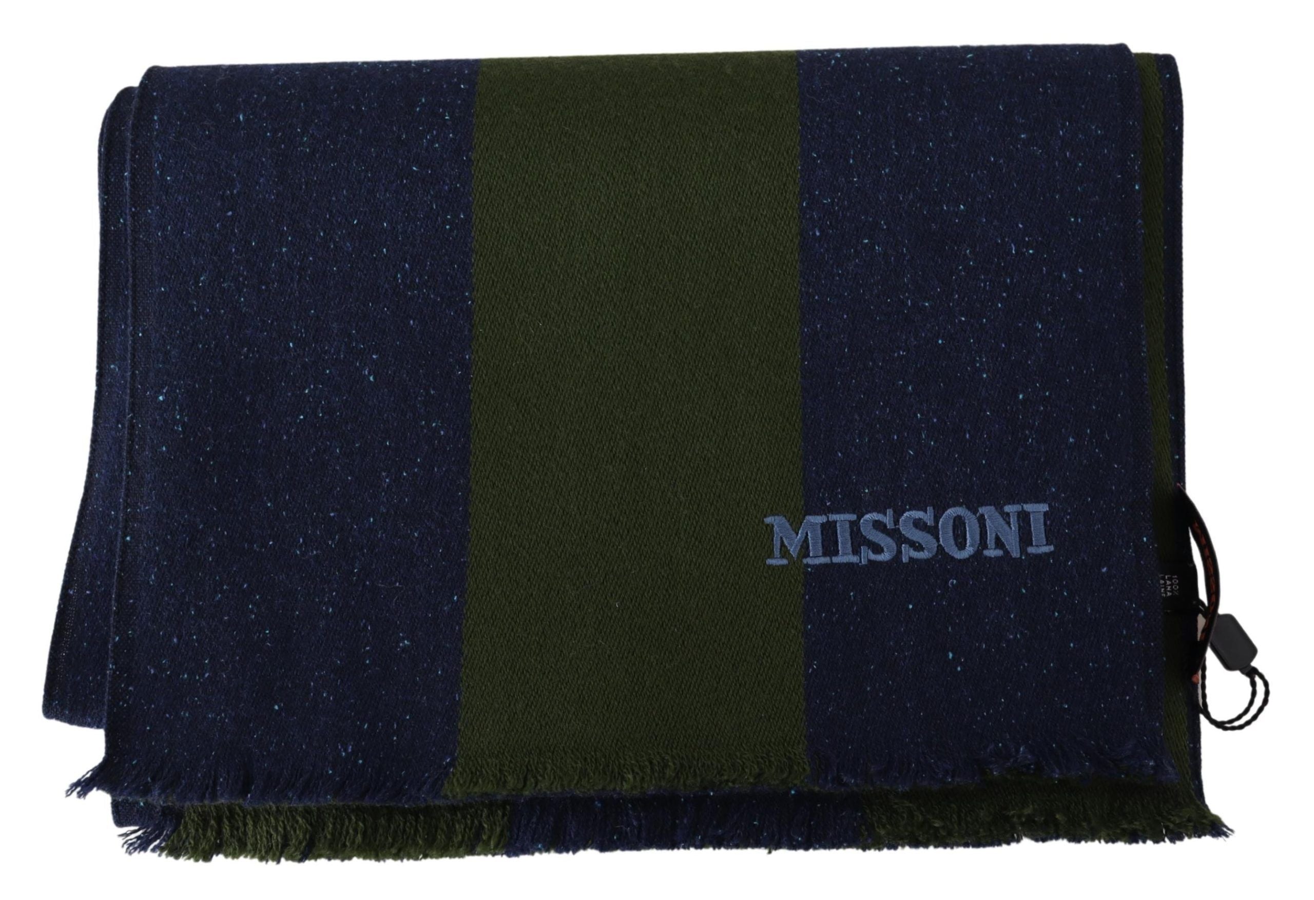 Missoni Authentic Wool Scarf with Stripes and Logo Embroidery - Luksusmuotia Missoni - Tutustu YVES JAVANNI® 