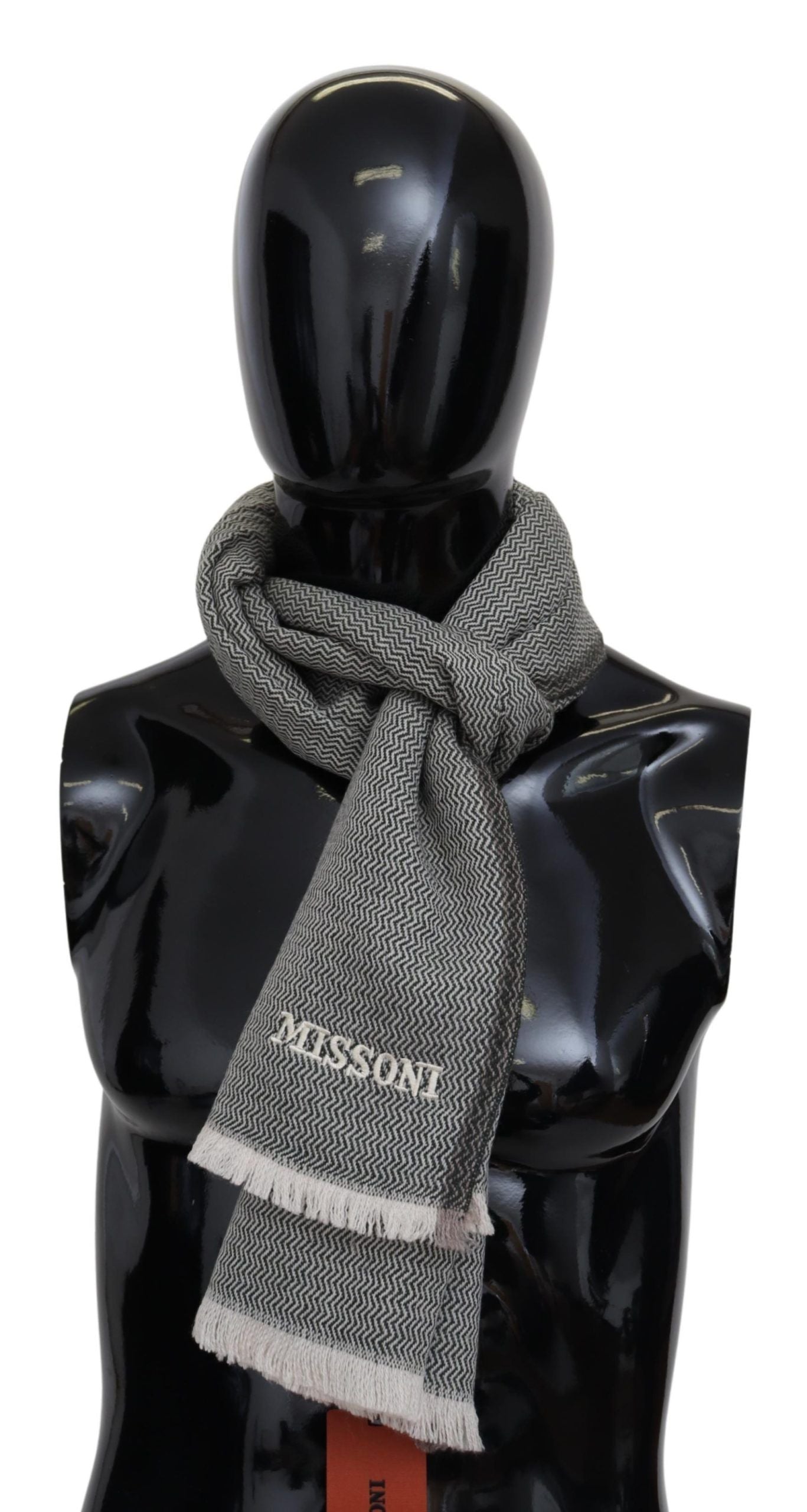 Missoni Plush Zigzag Cashmere Scarf in Gray - Luksusmuotia Missoni - Tutustu YVES JAVANNI® 