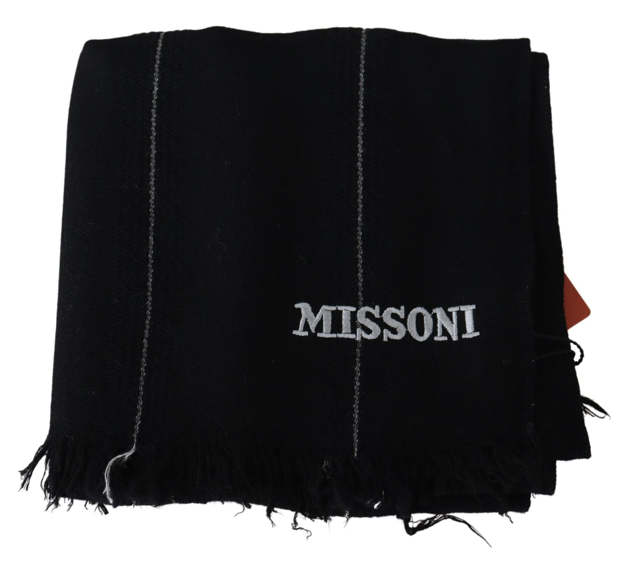 Missoni Elegant Black Wool Scarf with Logo Embroidery - Luksuslaukut ja asusteet Missoni - Tutustu YVES JAVANNI® 