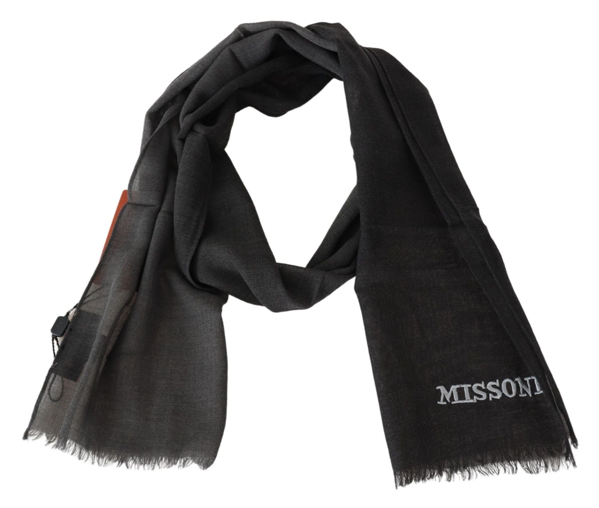 Missoni Elegant Black Wool Scarf with Embroidered Logo - Luksusmuotia Missoni - Tutustu YVES JAVANNI® 