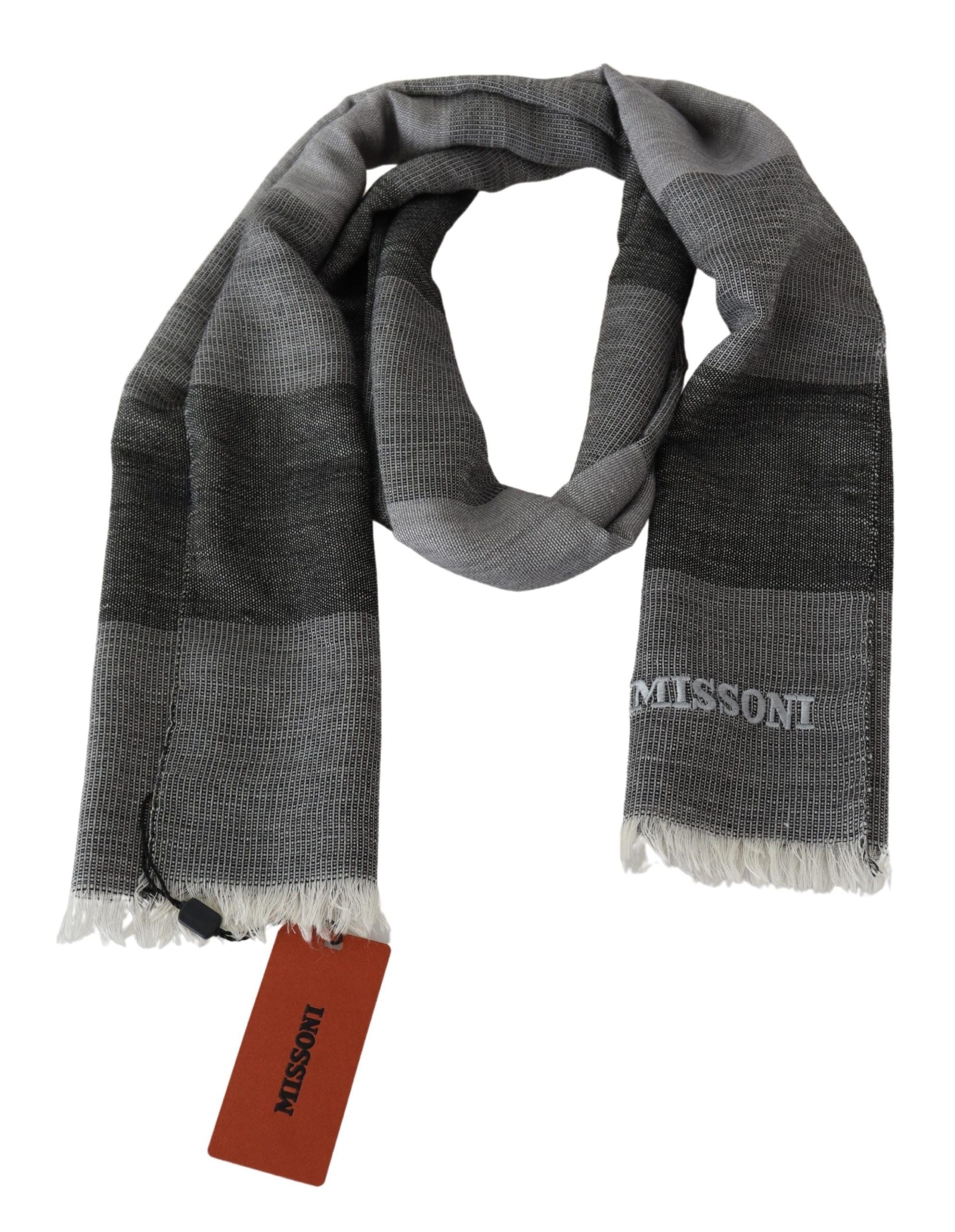 Missoni Elegant Striped Wool Scarf with Logo Embroidery - Luksusmuotia Missoni - Tutustu YVES JAVANNI® 