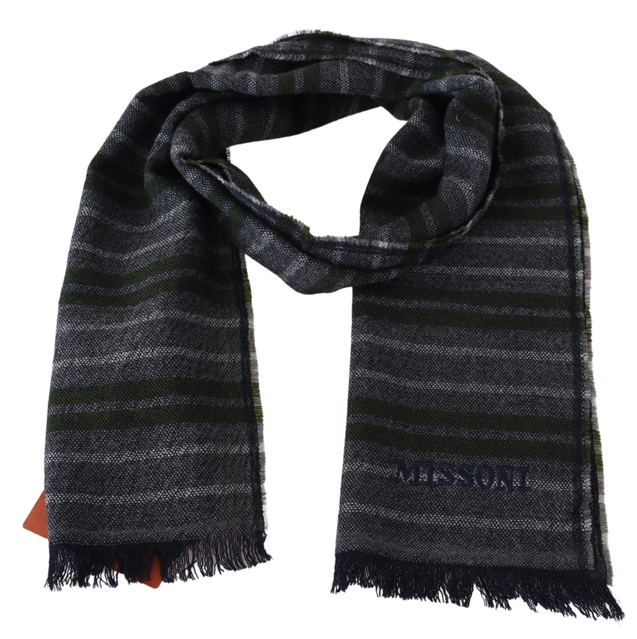 Missoni Chic Striped Wool Scarf with Logo Embroidery - Luksusmuotia Missoni - Tutustu YVES JAVANNI® 