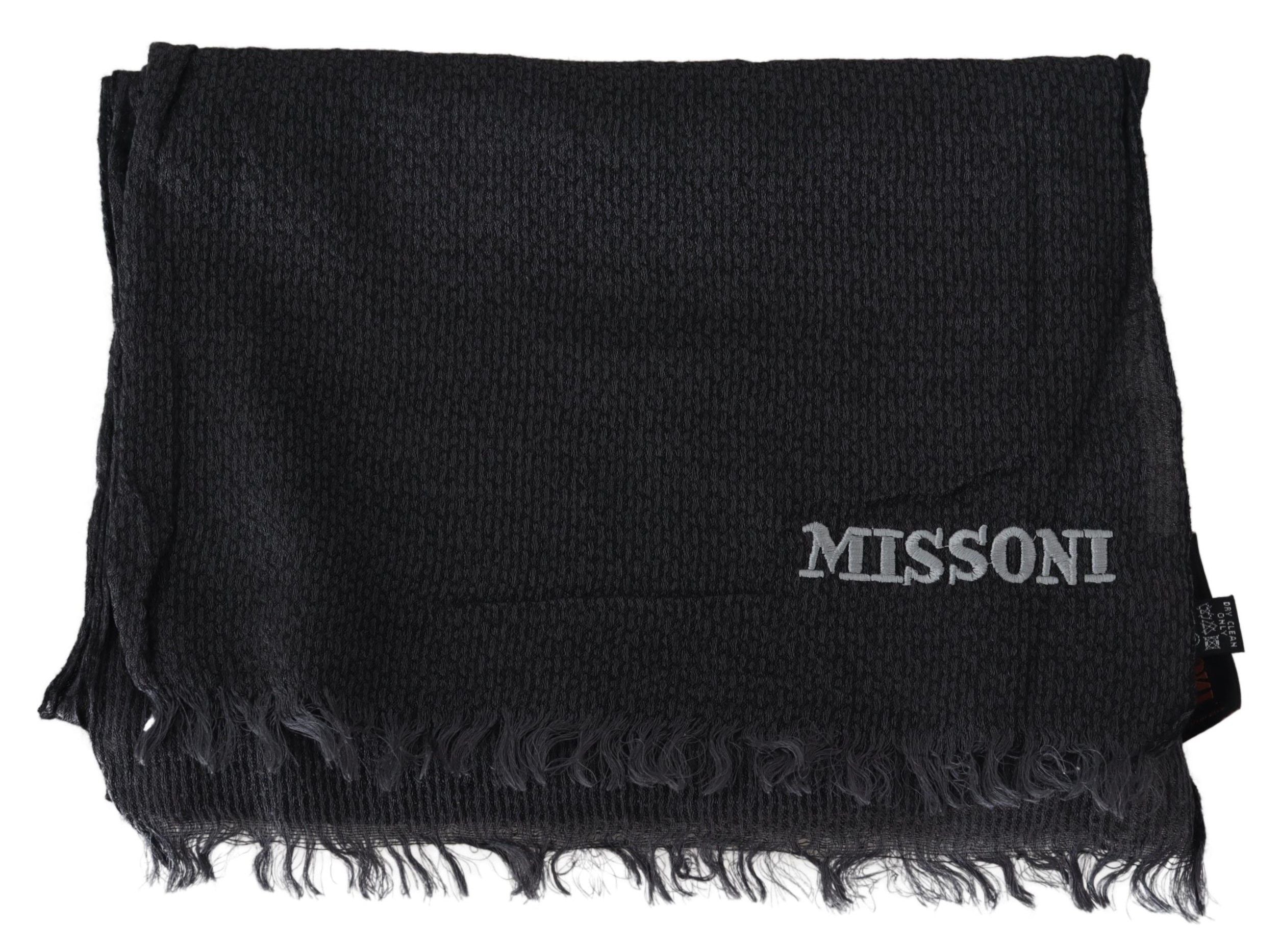 Missoni Elegant Black Wool Fringed Scarf - Luksusmuotia Missoni - Tutustu YVES JAVANNI® 