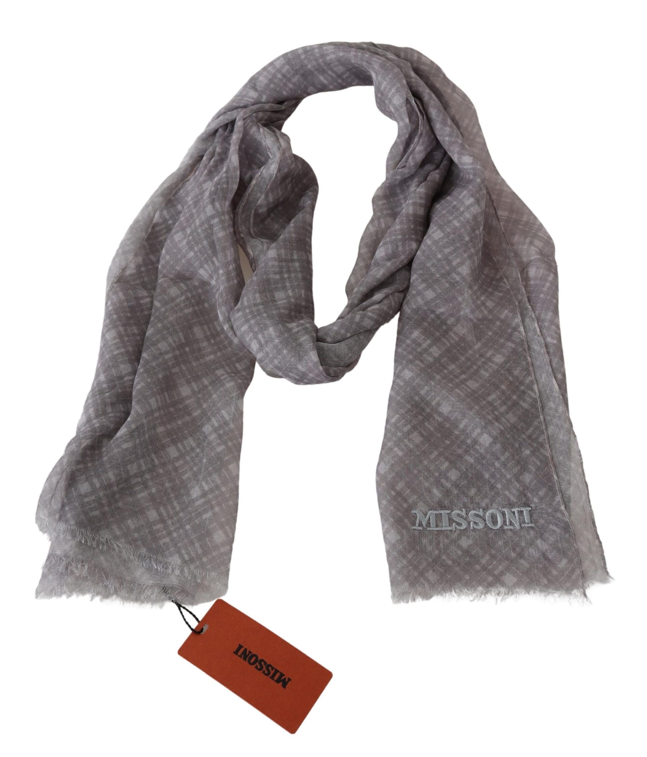 Missoni Elegant Wool Silk Blend Plaid Scarf - Luksusmuotia Missoni - Tutustu YVES JAVANNI® 