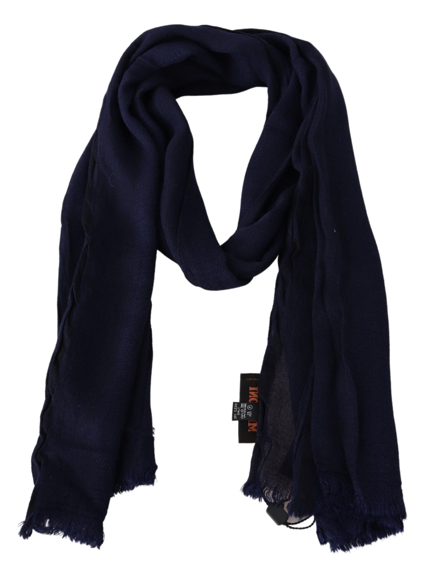 Missoni Elegant Blue Wool Scarf with Embroidered Logo - Luksusmuotia Missoni - Tutustu YVES JAVANNI® 