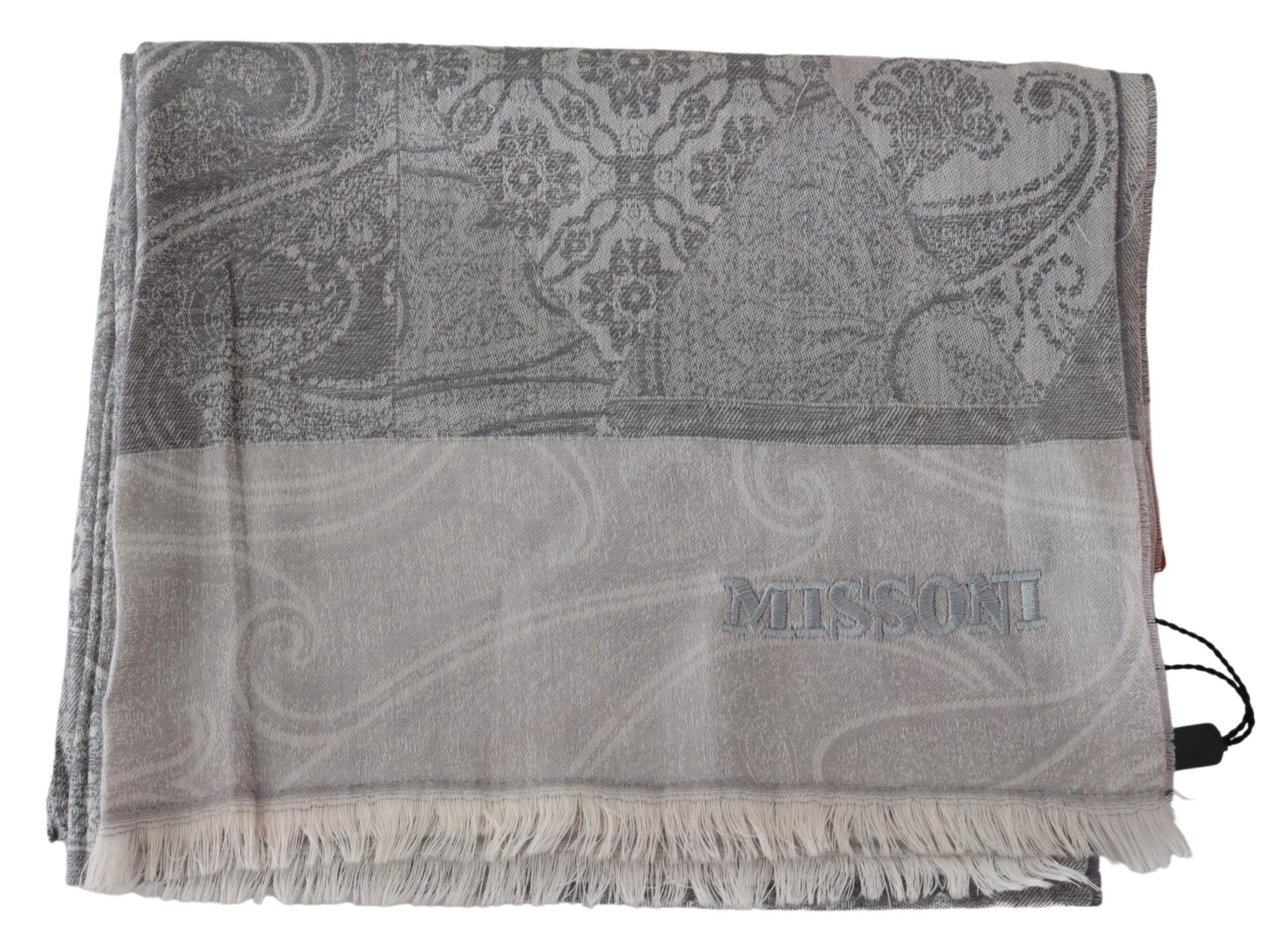 Missoni Elegant Paisley Wool Scarf in Gray - Luksusmuotia Missoni - Tutustu YVES JAVANNI® 