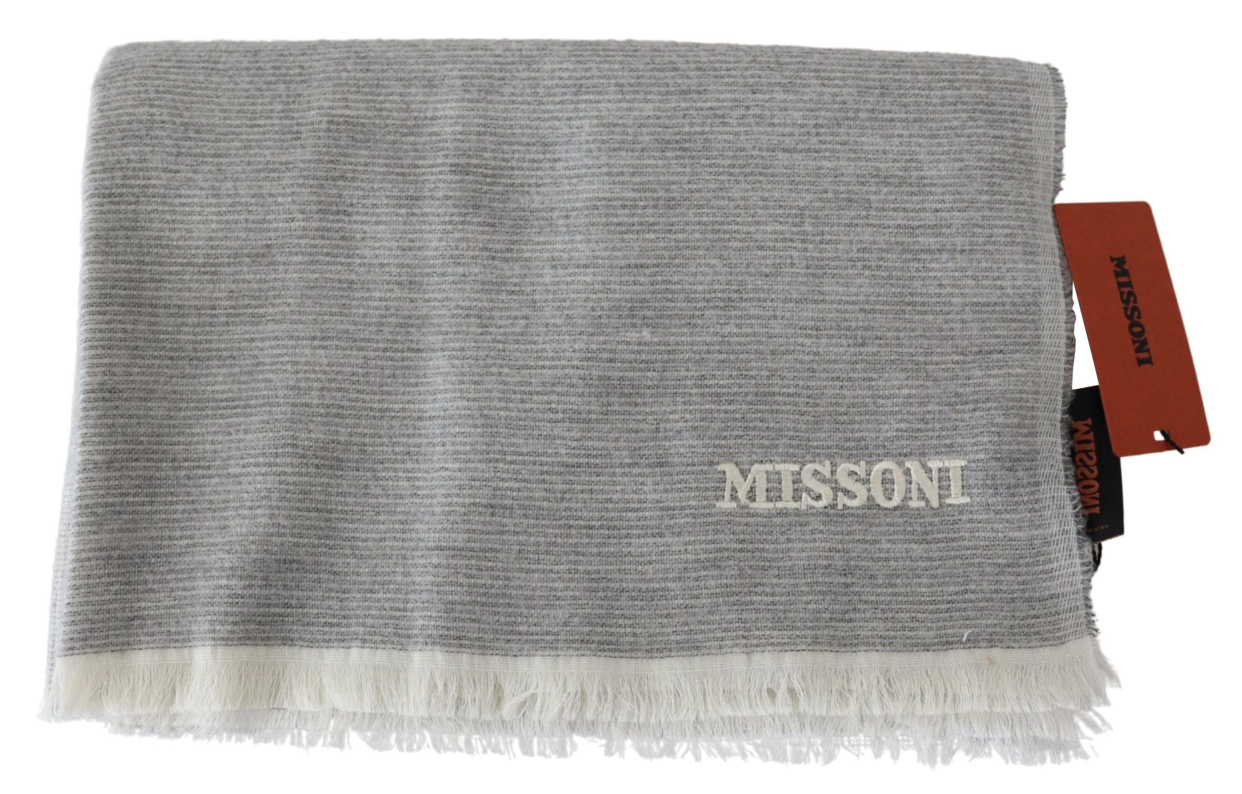 Missoni Elegant Beige Wool Scarf with Embroidery Detail - Luksusmuotia Missoni - Tutustu YVES JAVANNI® 