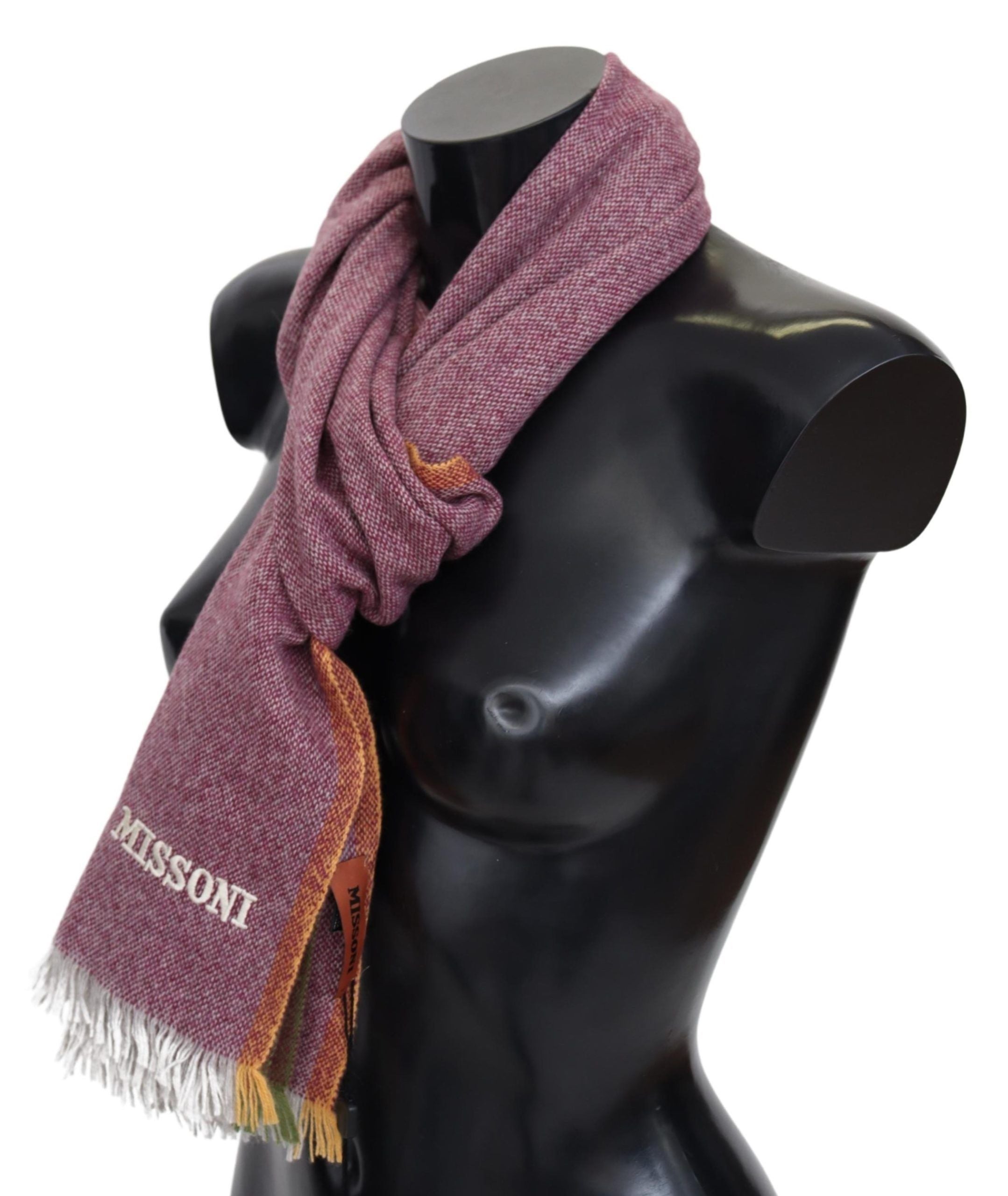 Missoni Chic Maroon Cashmere Scarf with Logo Embroidery - Luksusmuotia Missoni - Tutustu YVES JAVANNI® 