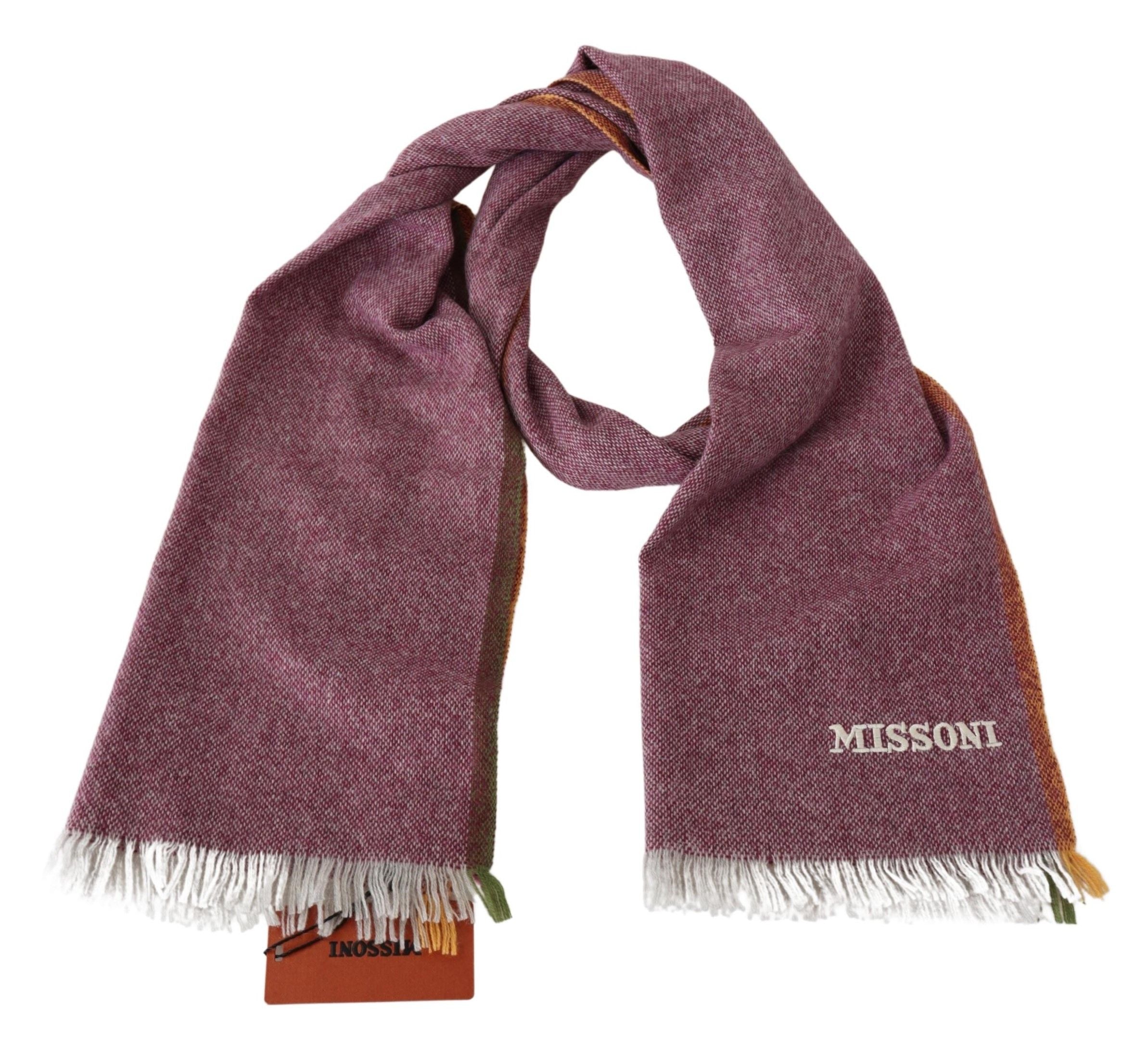 Missoni Chic Maroon Cashmere Scarf with Logo Embroidery - Luksusmuotia Missoni - Tutustu YVES JAVANNI® 