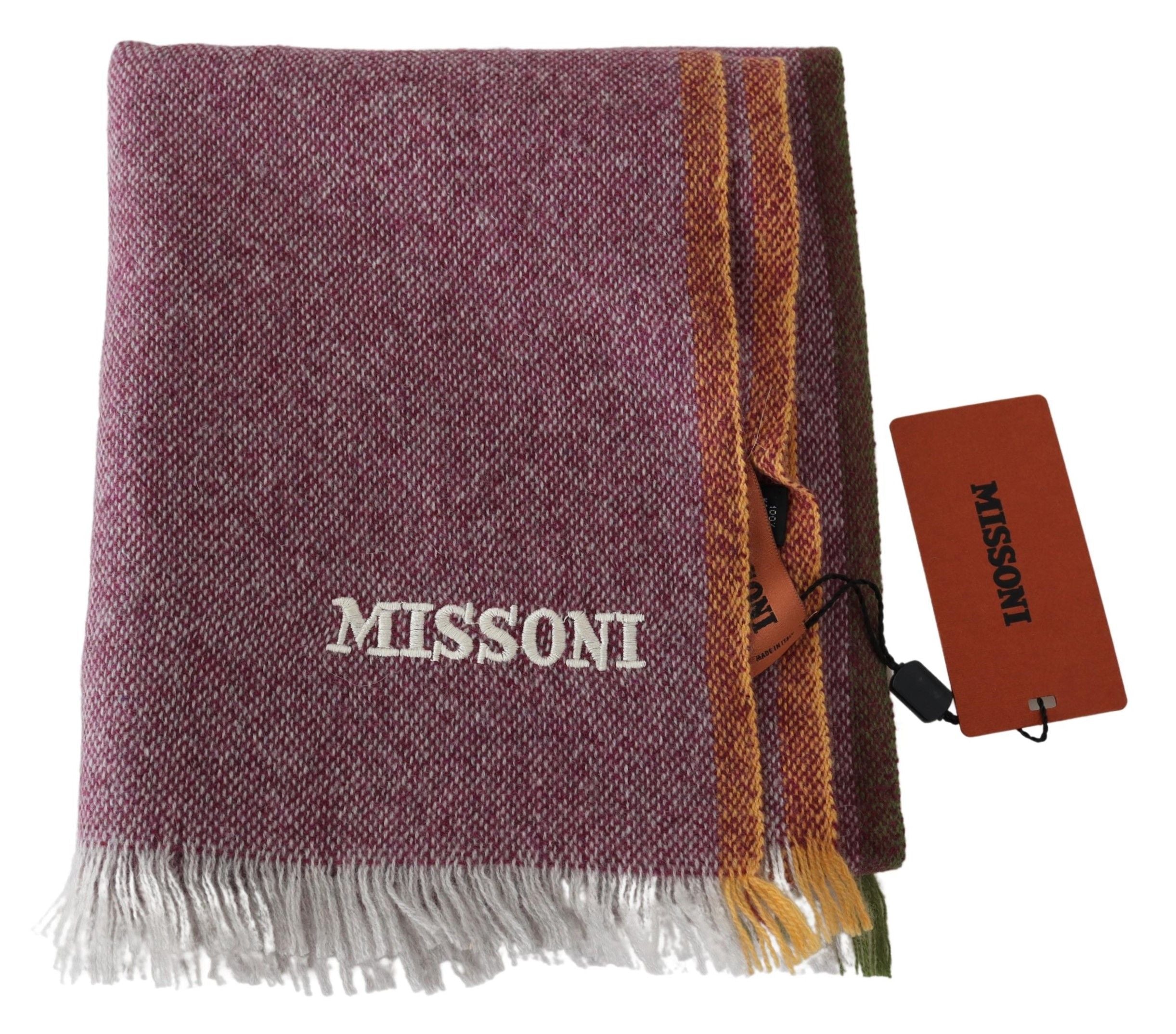 Missoni Chic Maroon Cashmere Scarf with Logo Embroidery - Luksuslaukut ja asusteet Missoni - Tutustu YVES JAVANNI® 